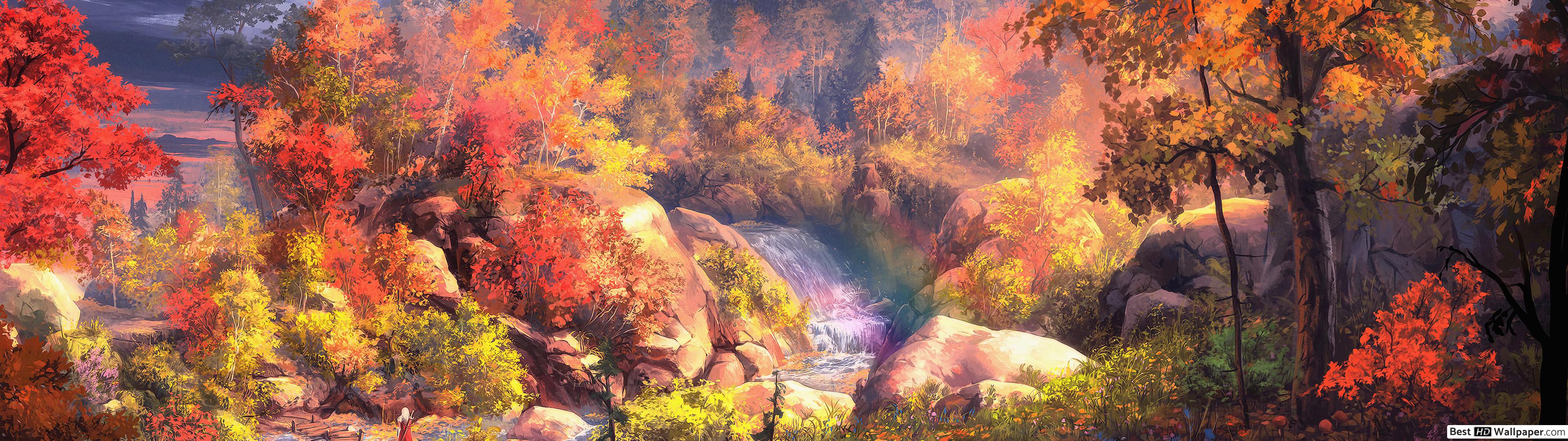 Misty Autumn River HD wallpaper download