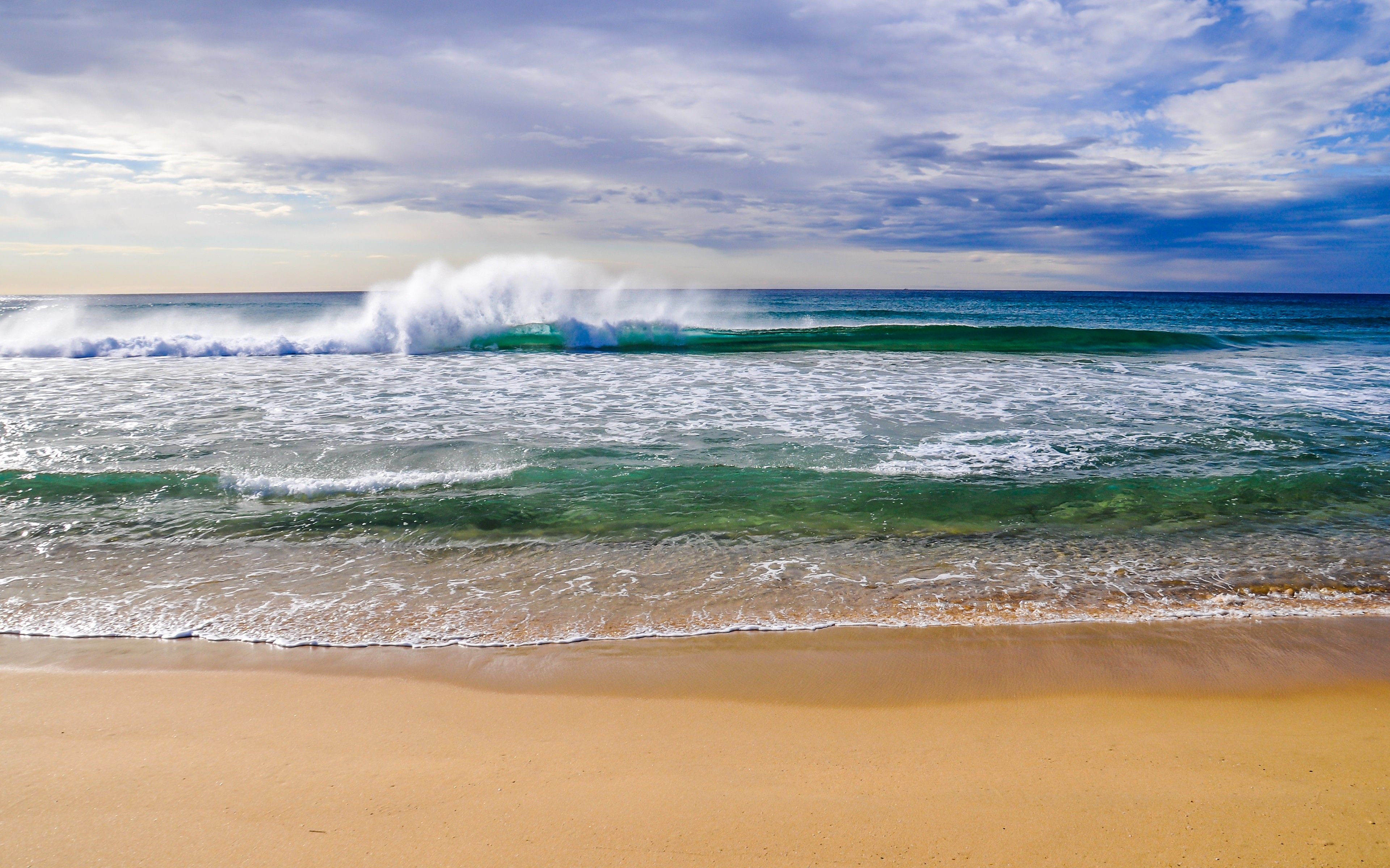 water, clouds, landscapes, nature, coast, beach, waves, brisbane, Australia, sea wallpaper