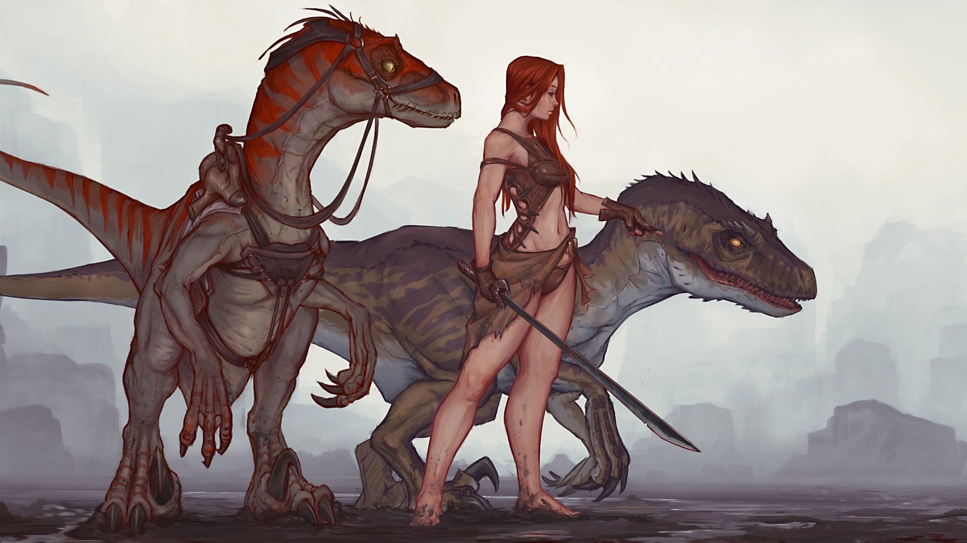 #women, #dinosaurs, #raptor, #Ark: Survival Evolved, #velociraptors wallpaper. Mocah.org HD Wallpaper