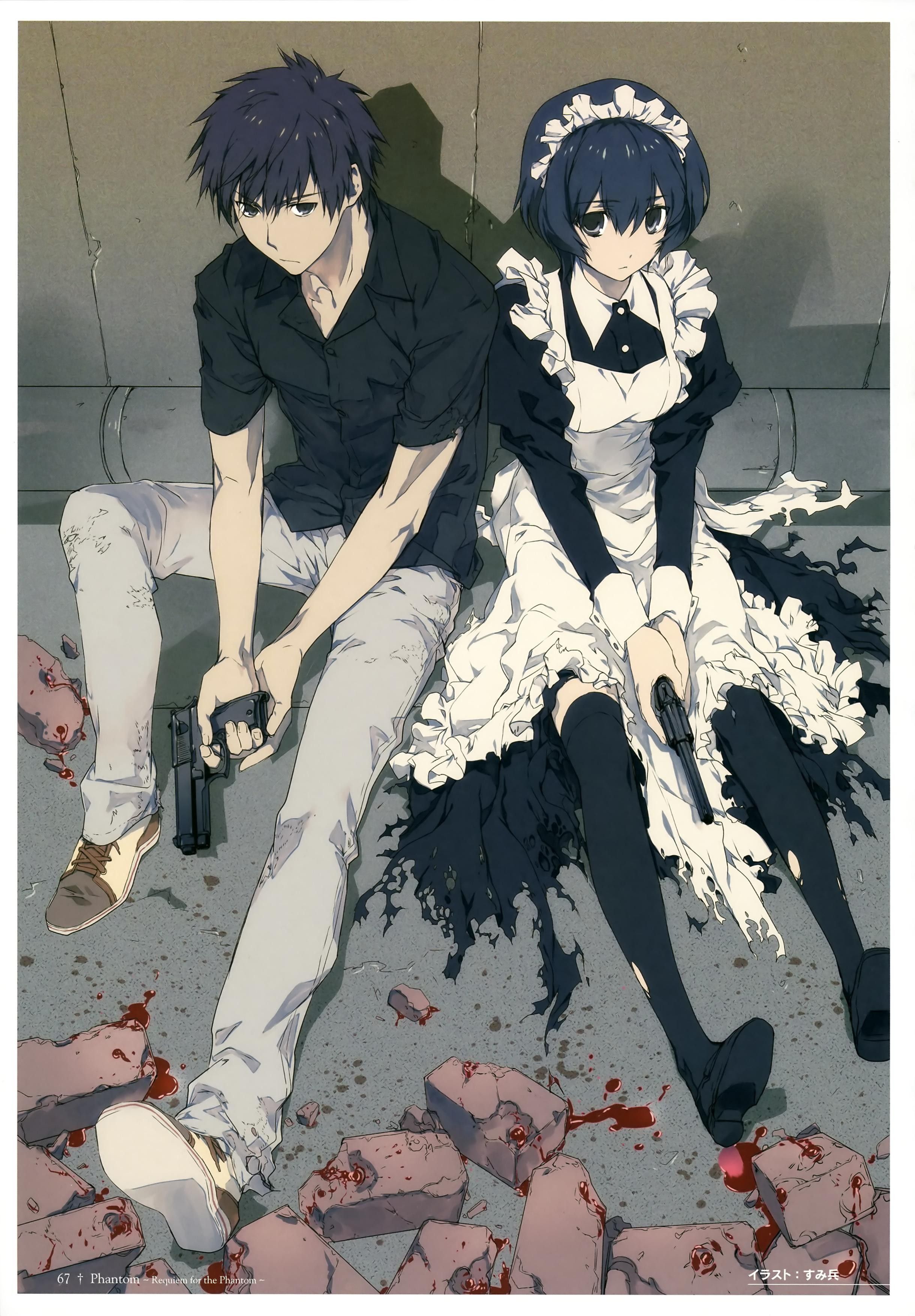 guns, maids, phantom, anime, torn clothing, maid costumes, Phantom for the Phantom wallpaper