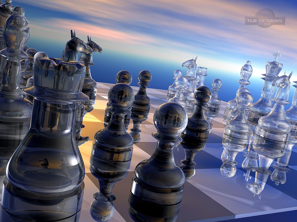 Fantasy art design wallpaper: modern chess game 3D art screensaver