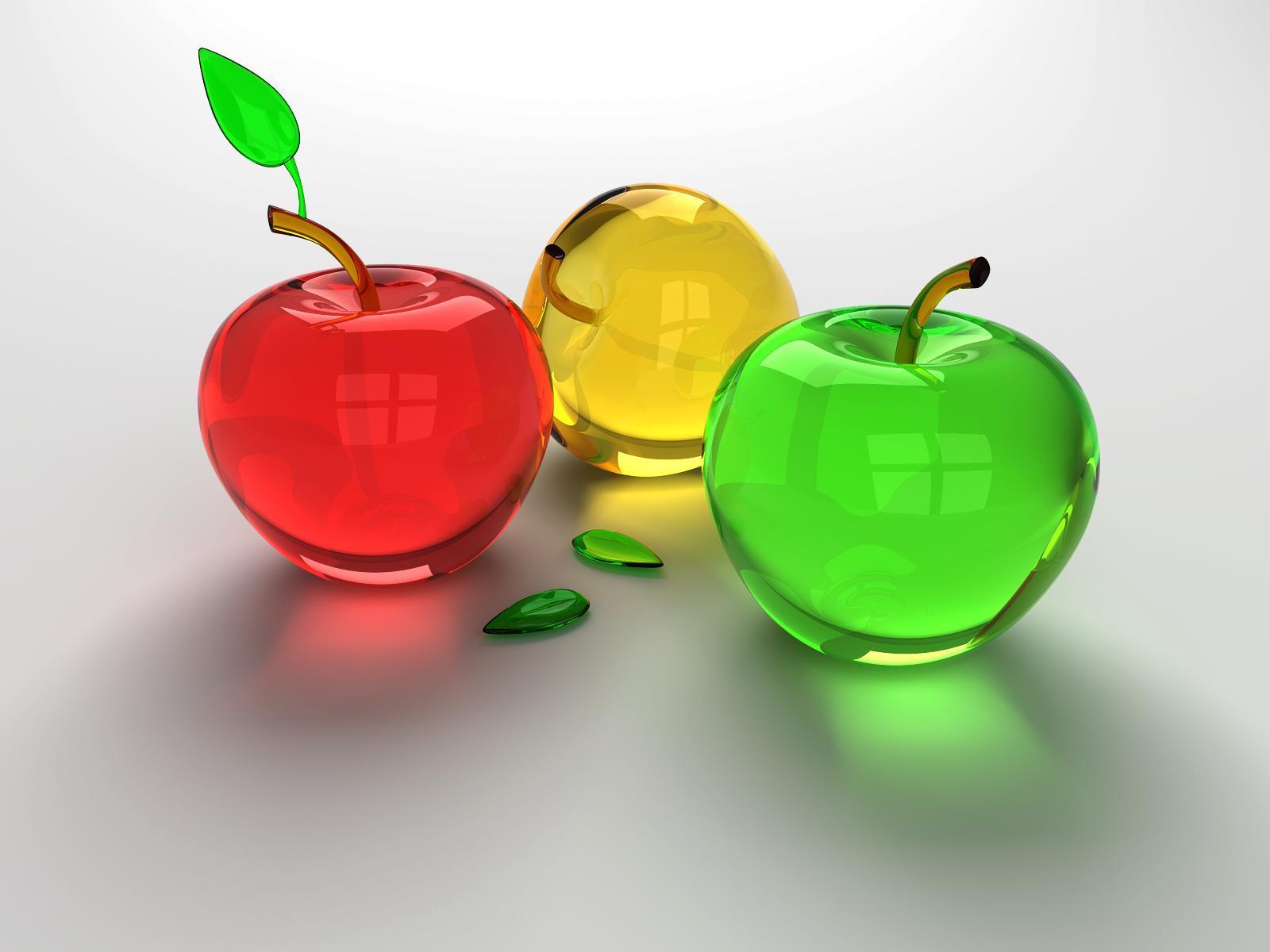 Wallpaper World: 3D Amazing Glass Apples Wallpaper Fruit