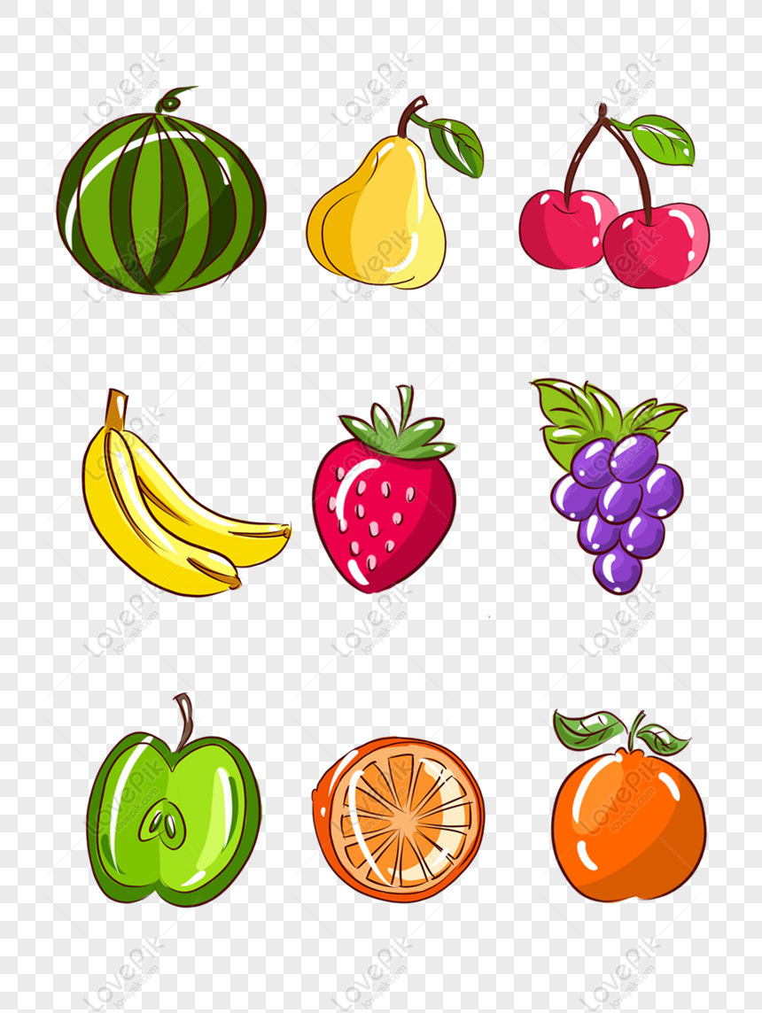 Free Simple Fruit And Vegetable Hand Drawn Cartoon Fruit Small Elemen PNG & PSD image download _ size 1024 × 1369 px, ID 832691532
