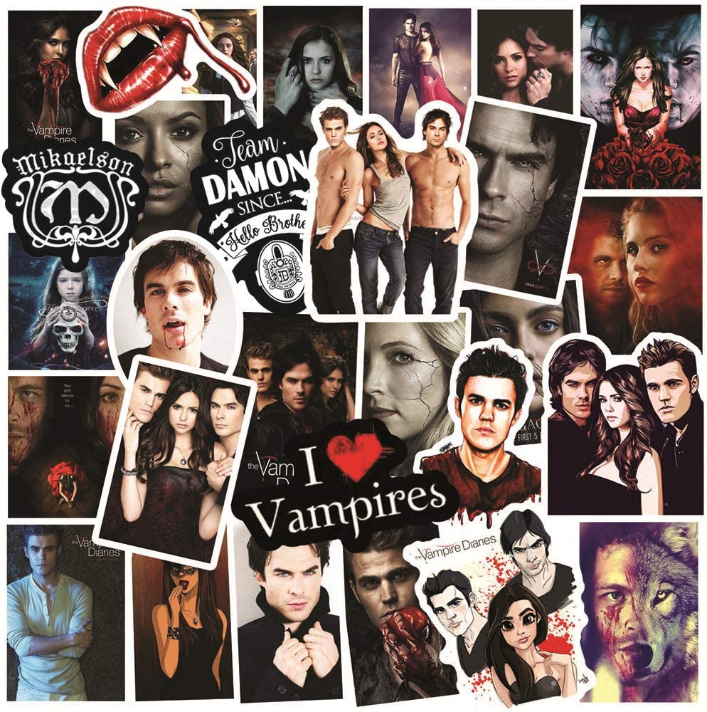 Vampire Diaries Stickers, 50pcs Decals for Laptop, Hydroflasks, Water Bottles, Guitar Motorcycle Bumper Luggage Skateboard (Vampire Diaries): Arts, Crafts & Sewing