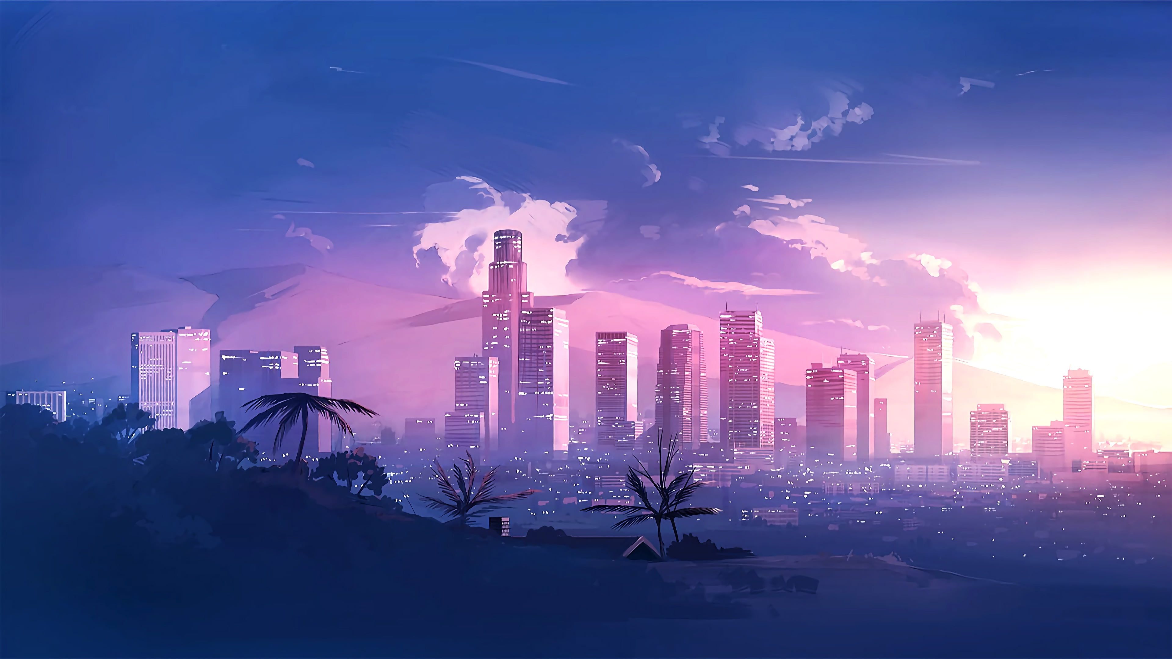 Music The city #Style #Landscape s #Style #Neon #Illustration 's #Synth #Retrowave #Synthwave New R. Anime scenery wallpaper, City wallpaper, Anime scenery