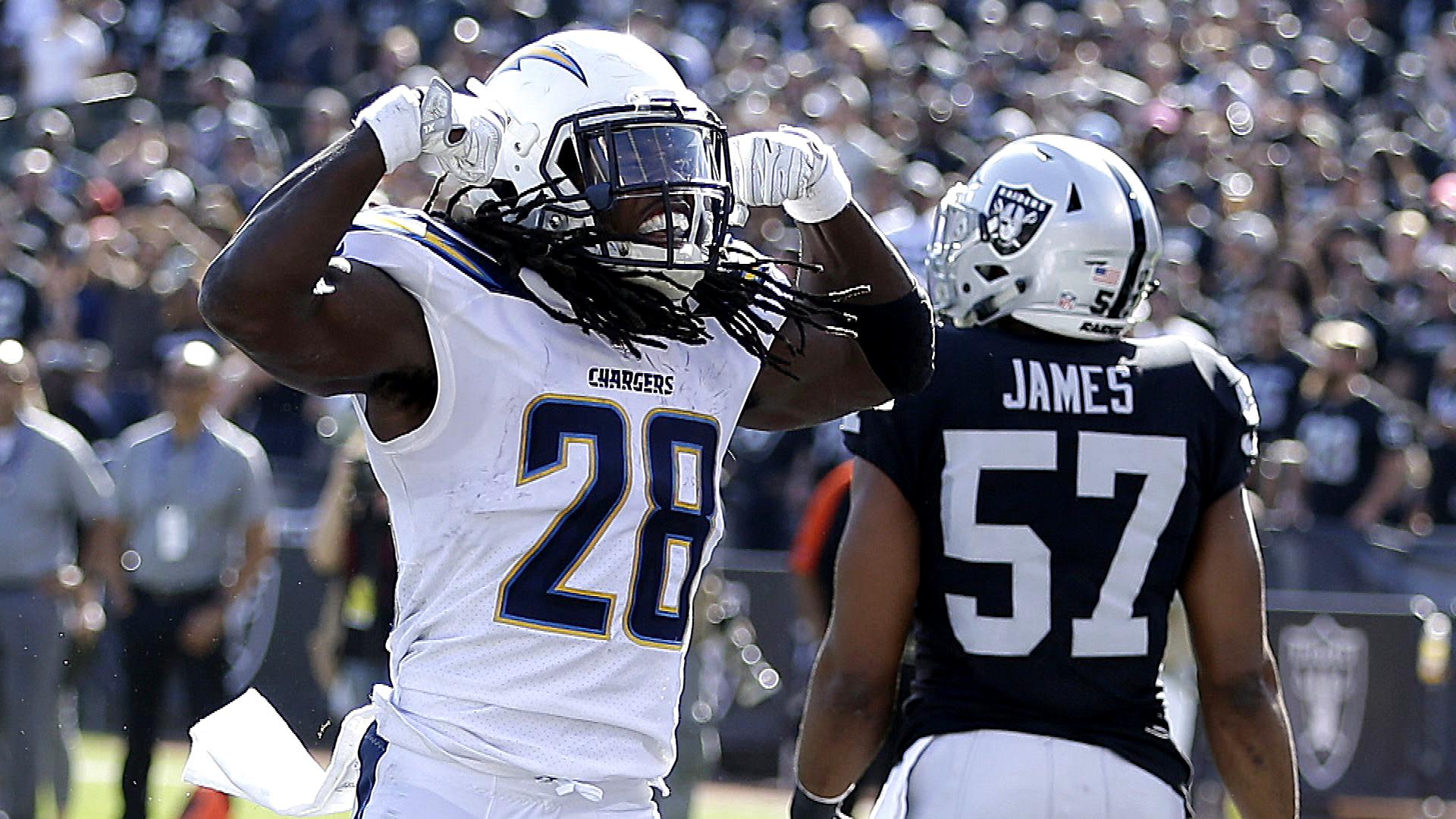 Los Angeles Chargers' Melvin Gordon is getting some work at WR