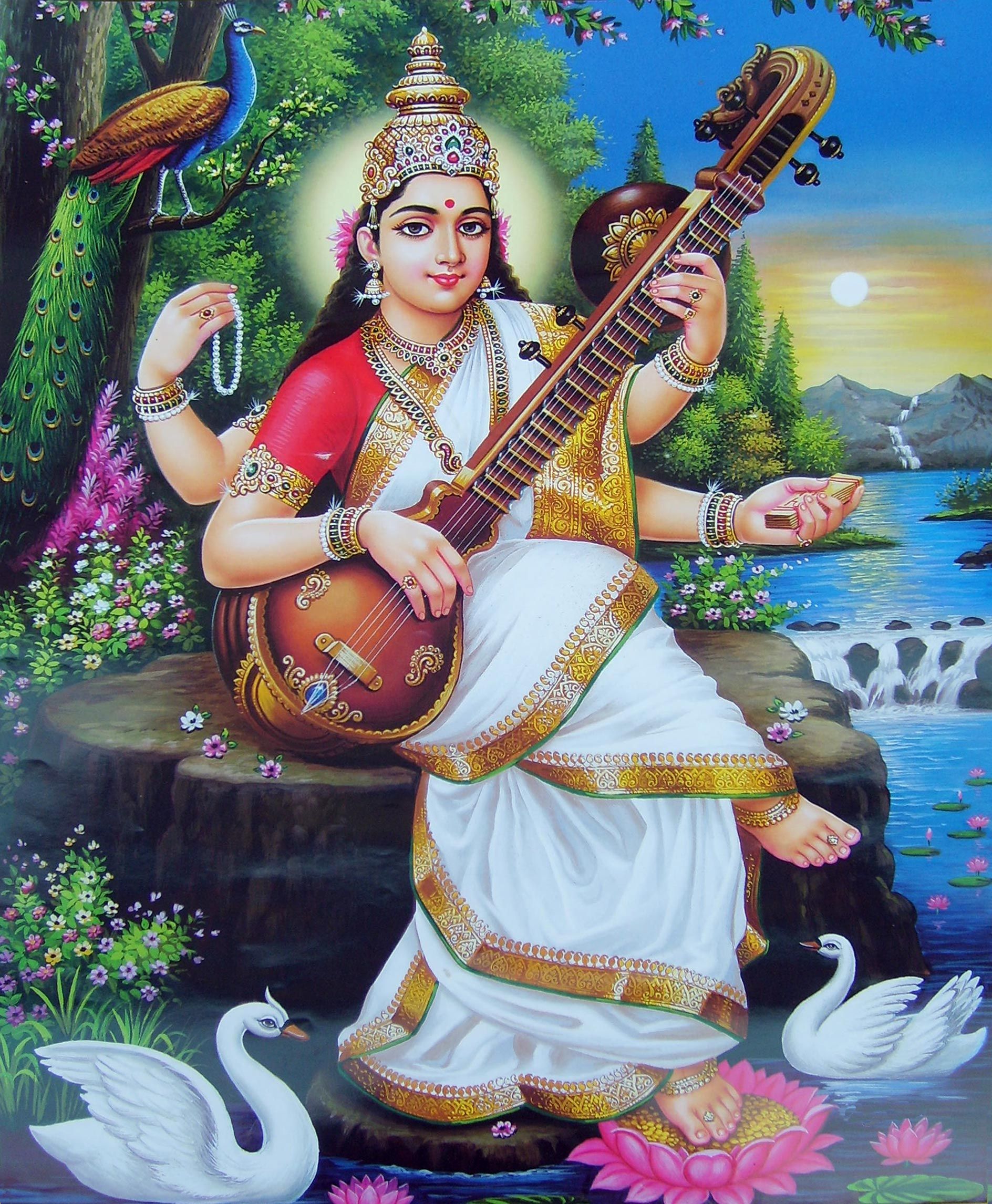 The Divine Posture of Goddess Saraswati. Saraswati photo, Saraswati goddess, Saraswati devi