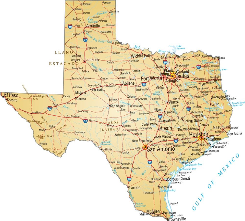 Texas Details Map. Large Printable High Resolution and Standard Map