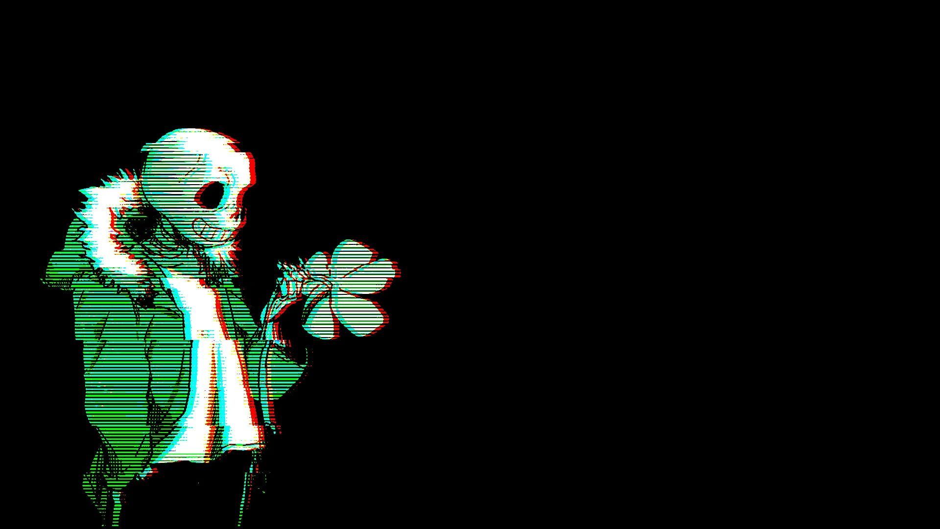 skeleton with green jacket wallpaper #Undertale #Sans chromatic aberration glitch art simple background #hoods #skeleton P. Glitch art, Undertale, Wallpaper