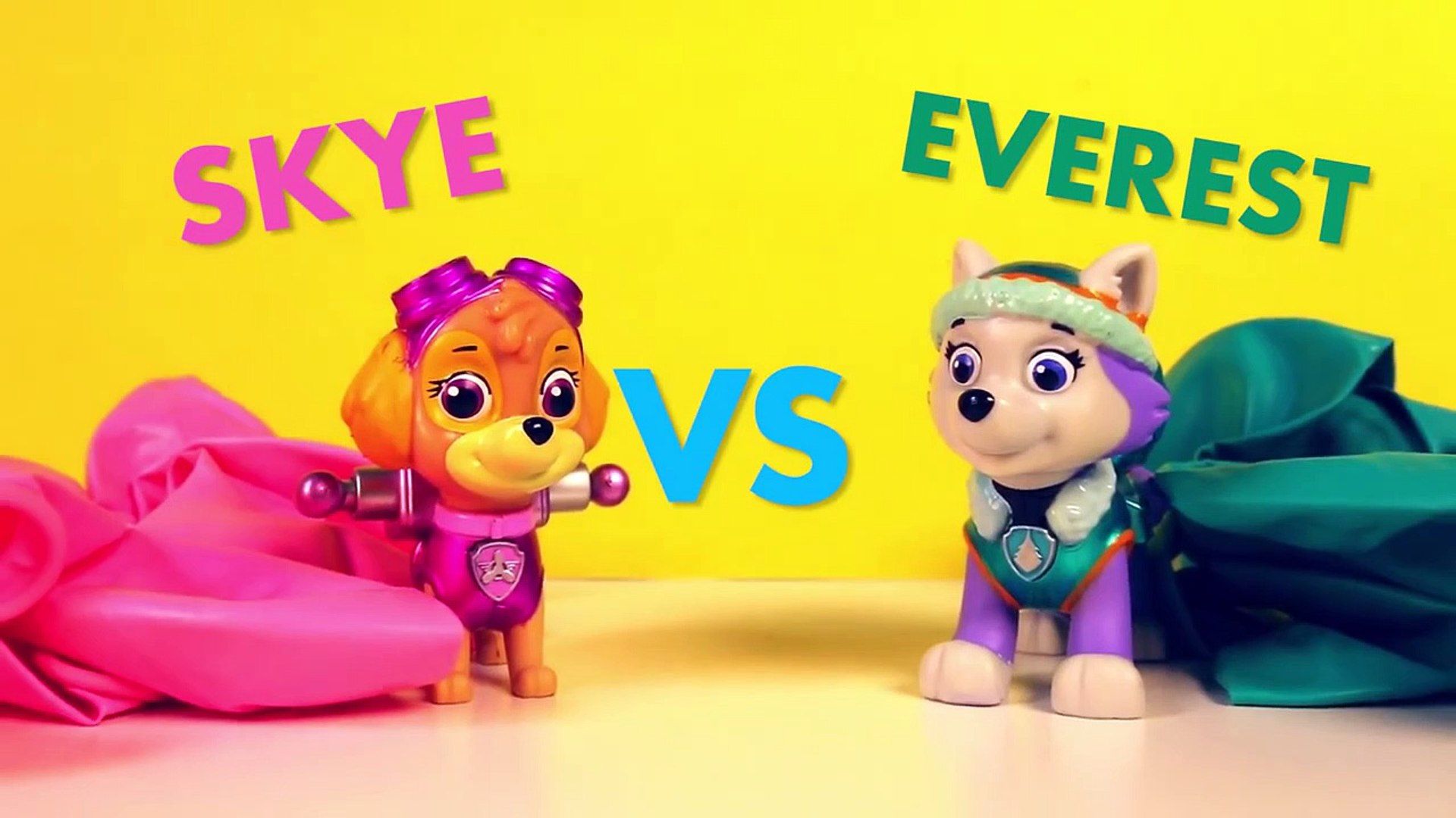 Skye VS Everest in the Paw Patrol Balloon Color Counting Challenge