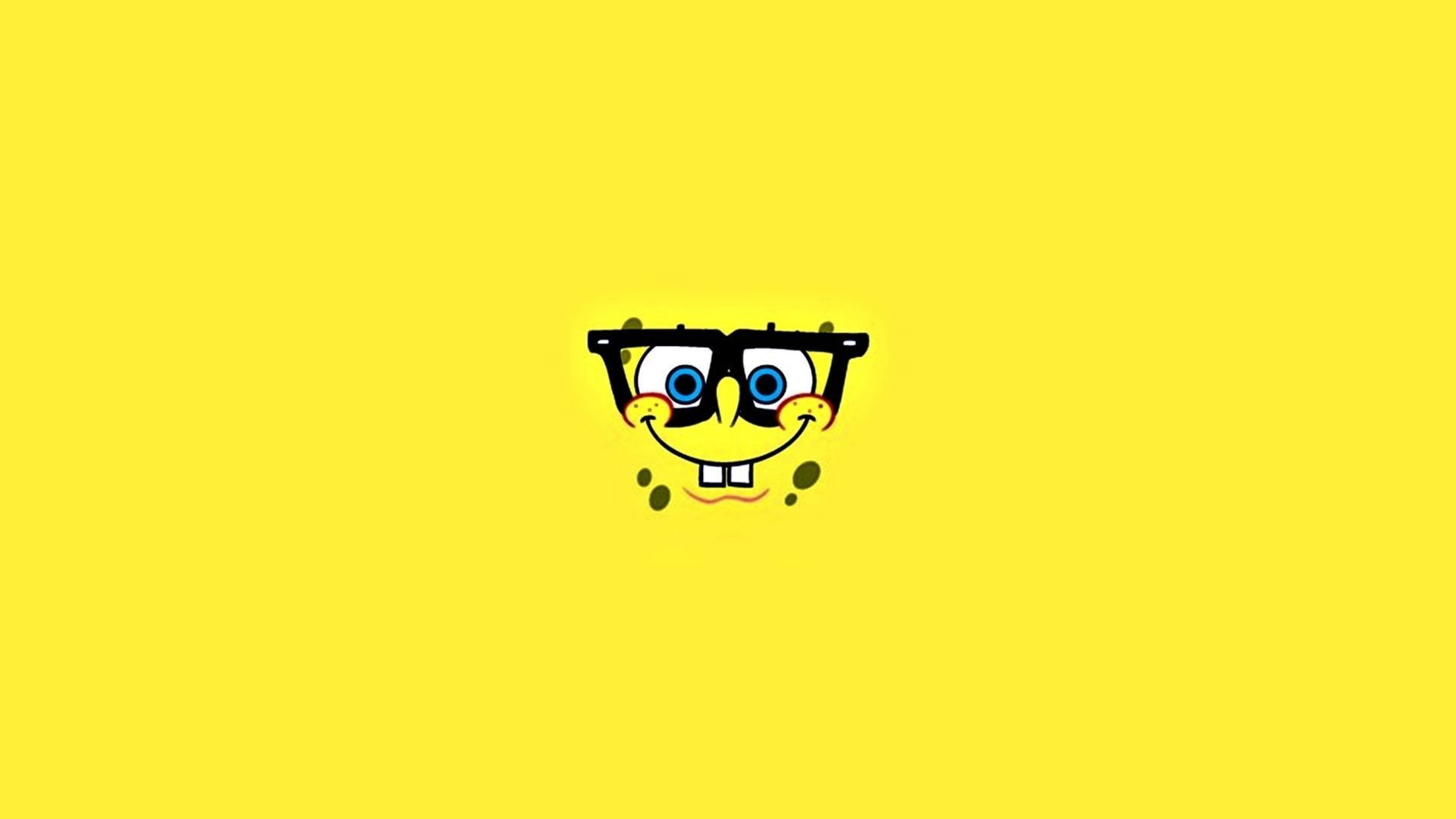 SpongeBob Face With Glasses Minimalist Wallpaper Wallpaper 1080p