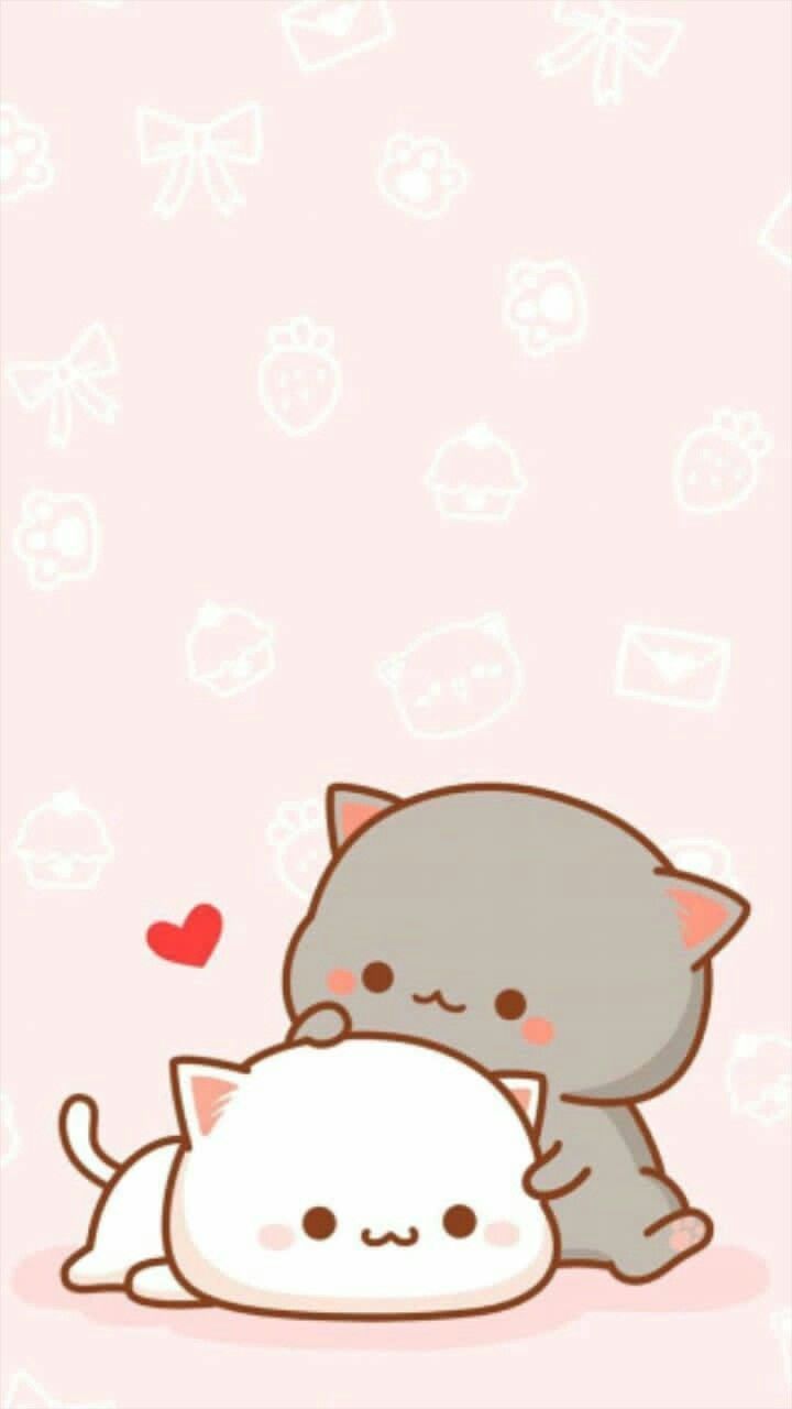 Anime Cute Mochimochi Peach Cat Cuddling GIF | GIFDB.com