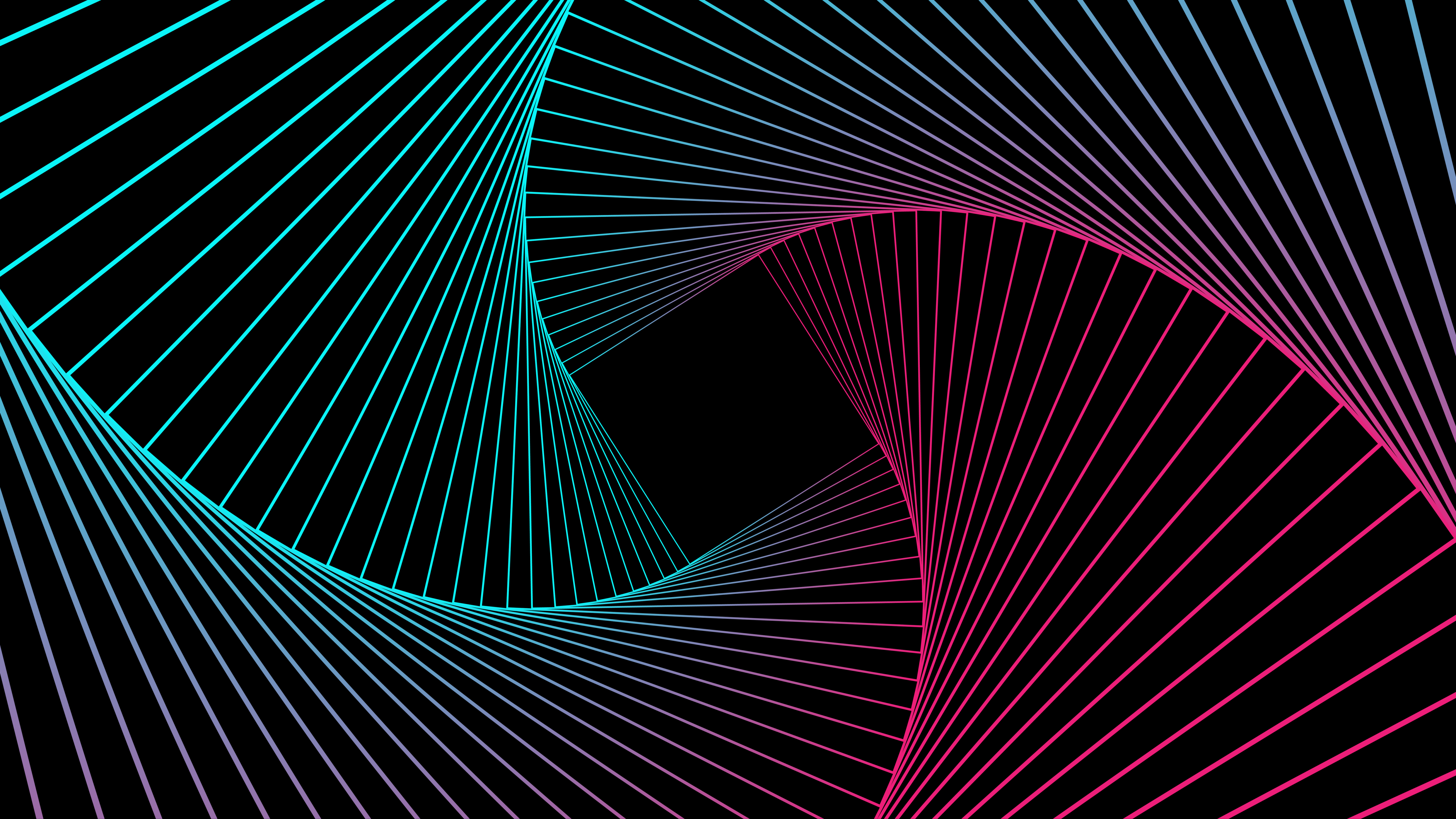 Geometric 4K Wallpaper, Pattern, Spiral, Neon, Gradient, Black background, 5K, 8K, Abstract