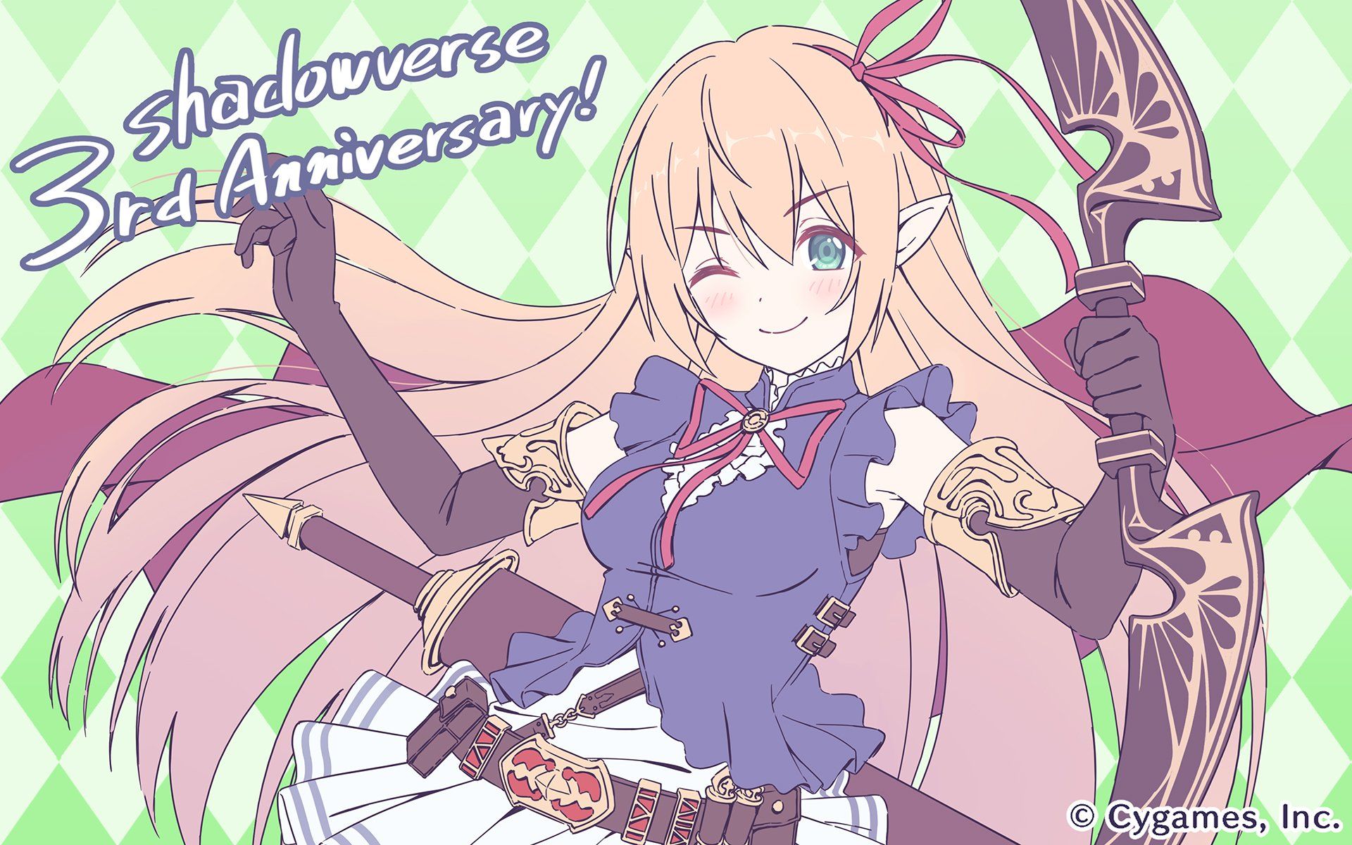 cygames princess connect princess connect! re:dive shadowverse arisa ( shadowverse) pointy ears sword tagme wallpaper weapon