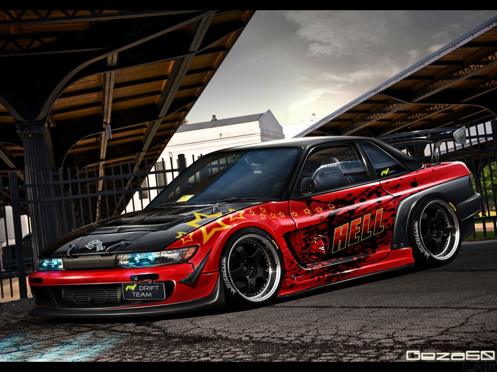 Conscientious car NISSAN SILVIA S13 with new urbanistic drives well reaching the general shape of