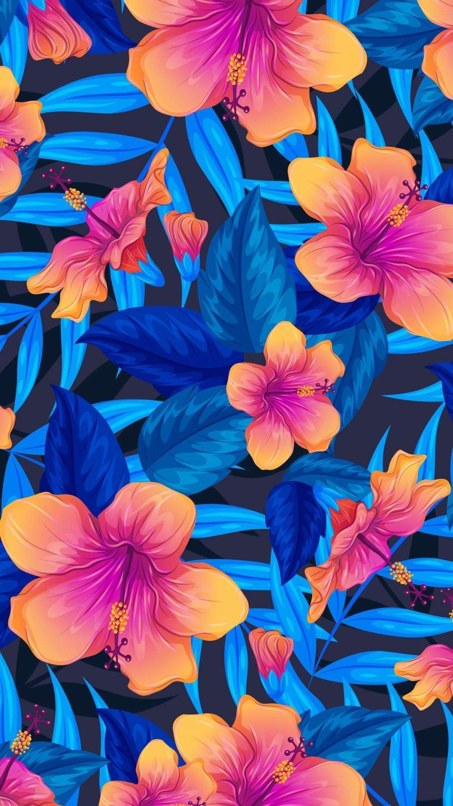 Colorful Flowers Art iPhone Wallpaper. Flower iphone wallpaper, Flower wallpaper, Flower phone wallpaper