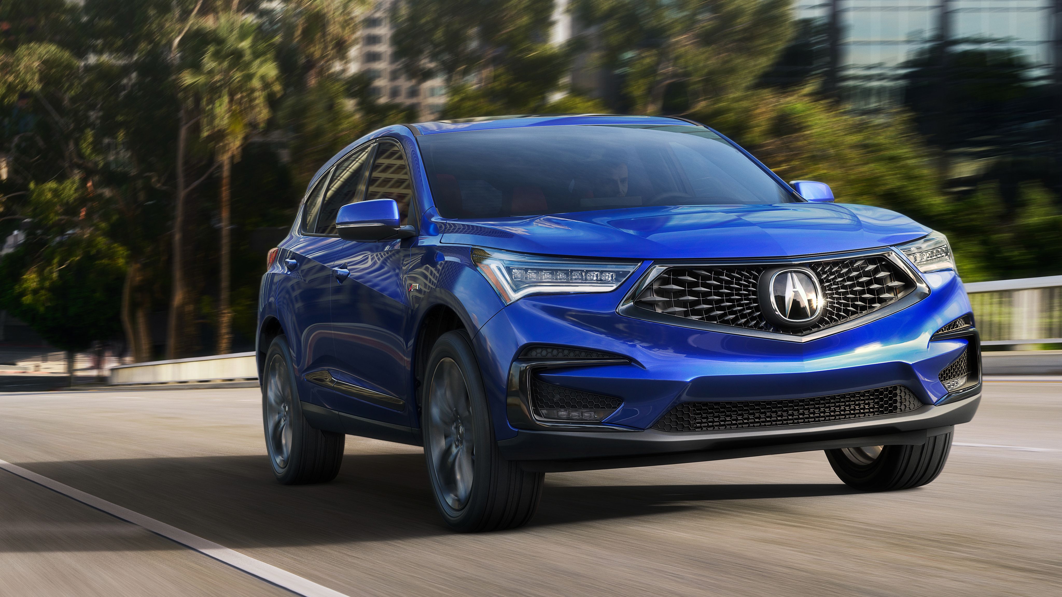 Download wallpapers Acura RDX, 2019, A-Spec, 4k, exterior, front view,  luxury sport SUV, new blue RDX, Japanese cars for desktop free. Pictures  for desktop free