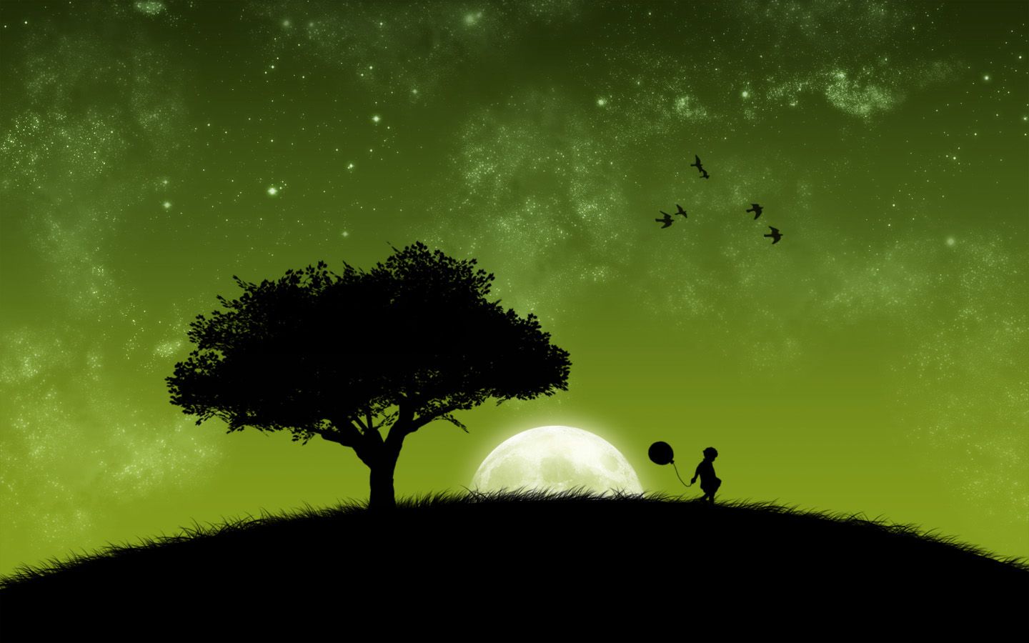 trees, Moon, silhouettes wallpaper