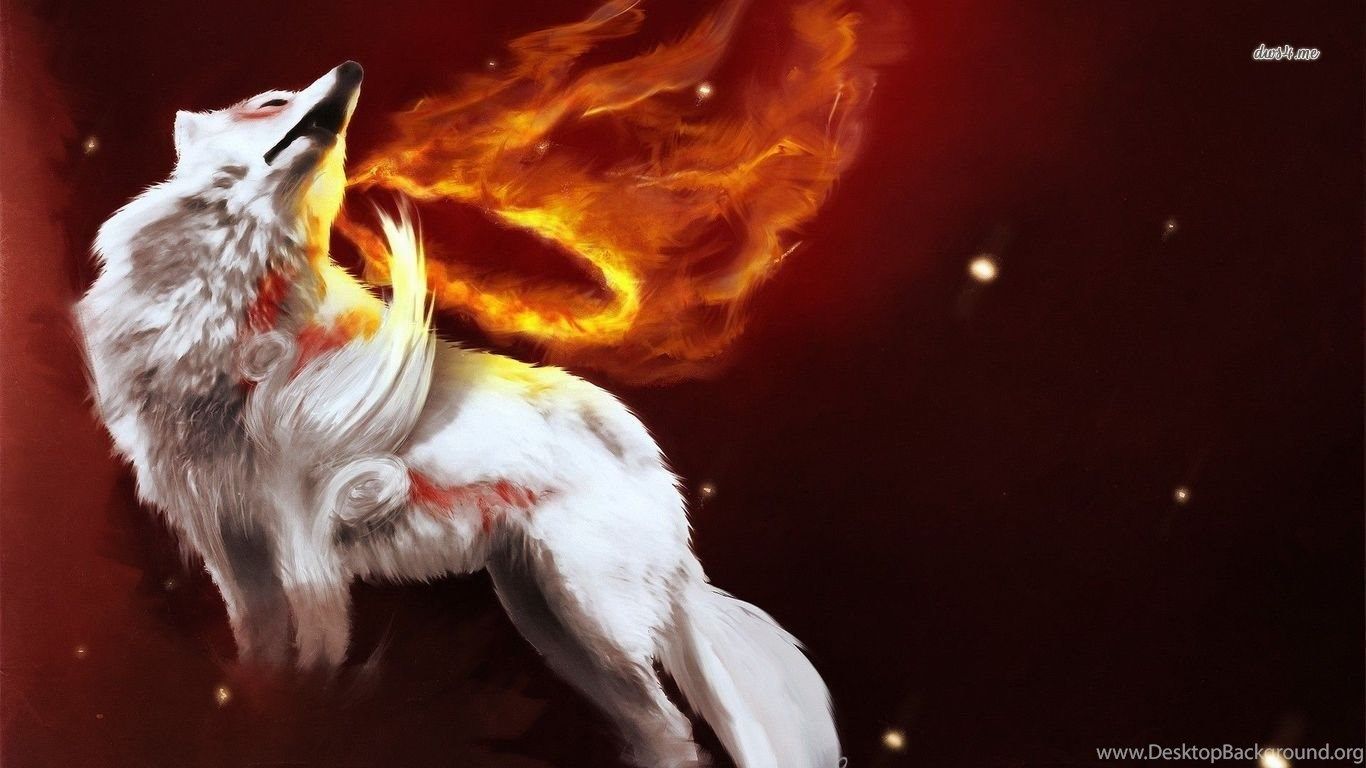Wolf On Fire Wallpaper Fantasy Wallpaper Desktop Background