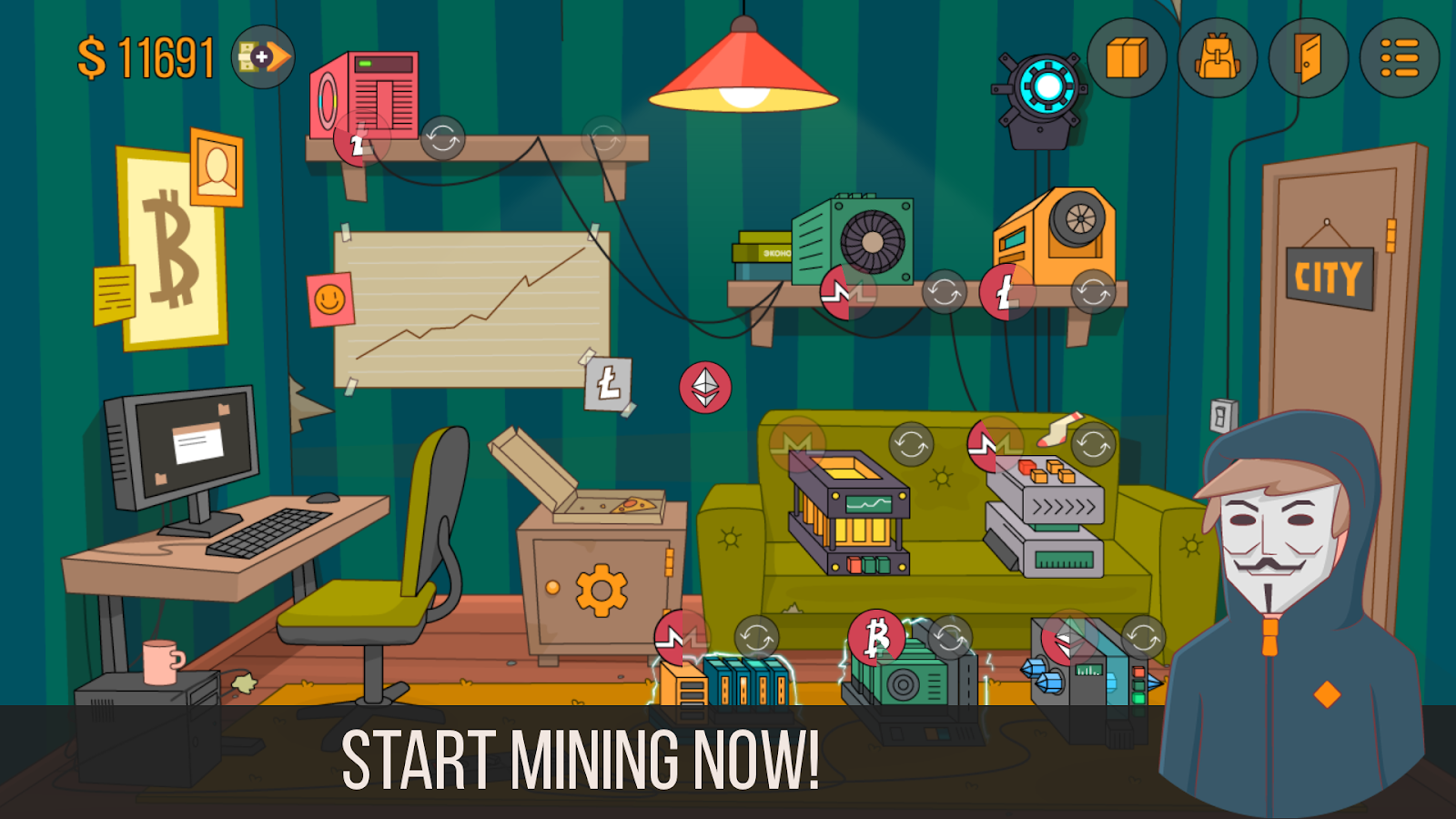 Download Idle Miner Simulator Tap Bitcoin Tycoon (MOD, Unlocked) v0.8.6 free on android