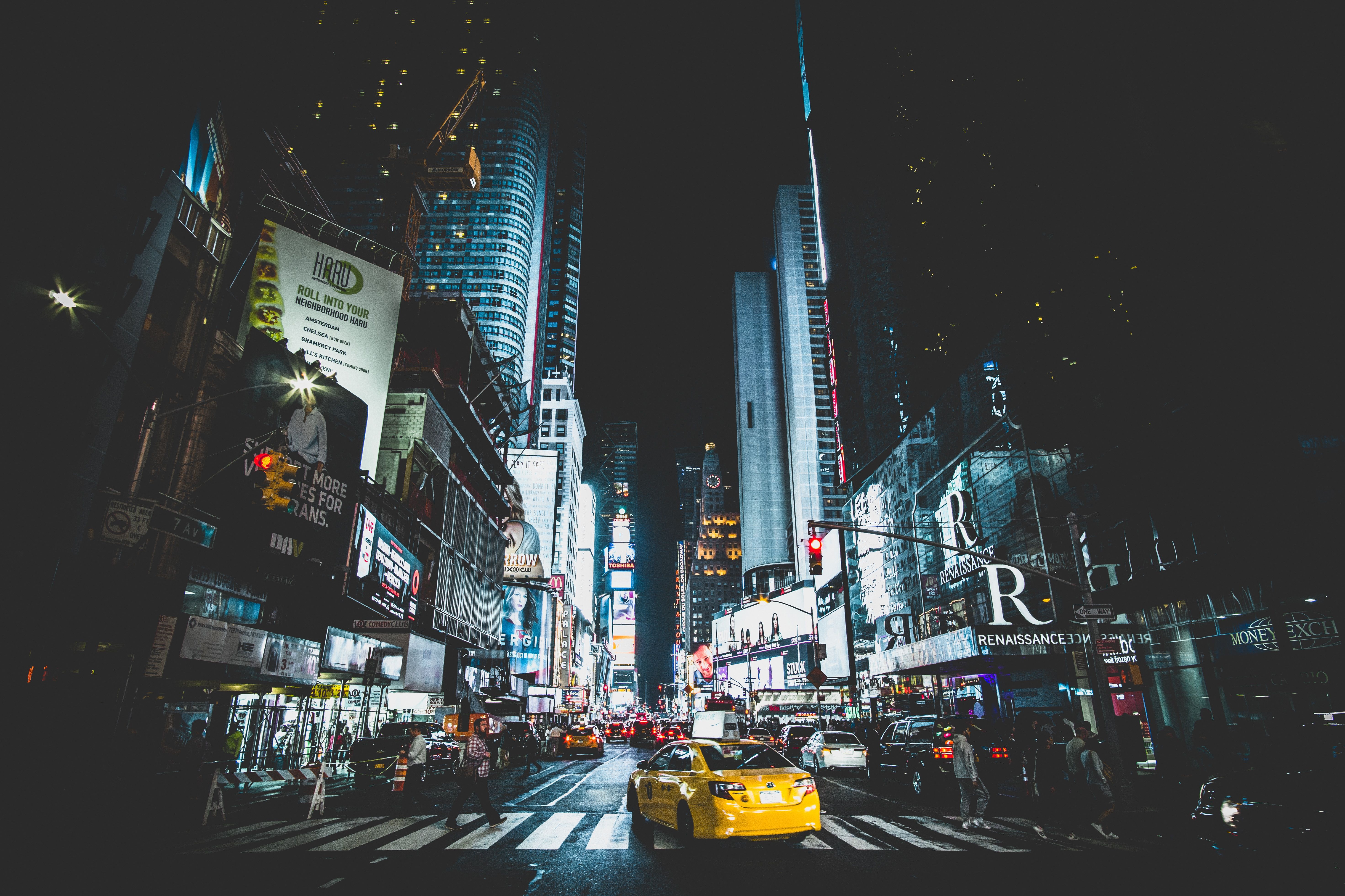 5886x3924 #Public domain image, #street, #new york city, #times square, #new york, #crossing, #building, #traffic, #wallpaper, #city life, #night photography, #moody, #night, #city, #urban, #background, #street photography, #moody edit, #crowd