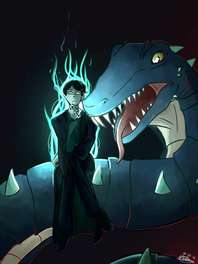 Tom Riddle and The Basilisk Fanart. Harry Potter Amino