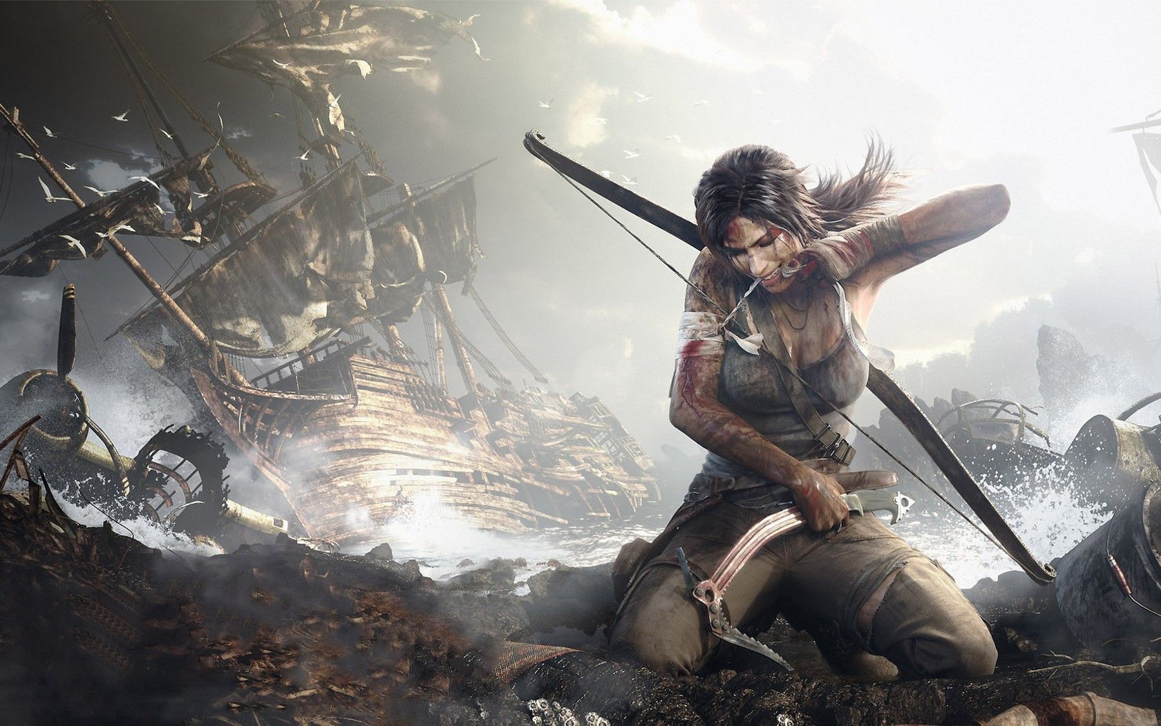 video games, Tomb Raider, Lara Croft, injury, wounds wallpaper