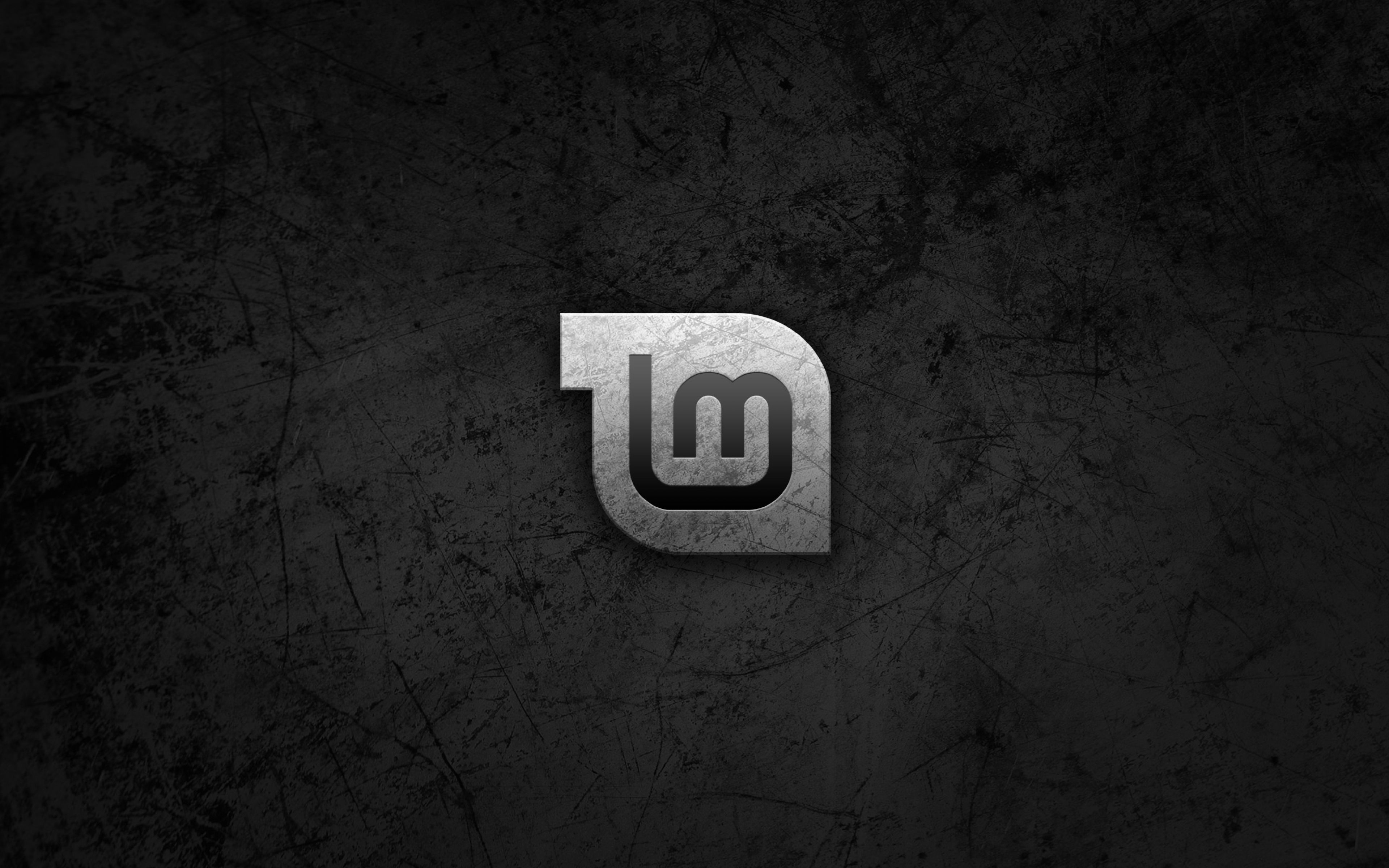 HD Background Linux Mint Logo Black Silver GNU Scratched Wallpaper