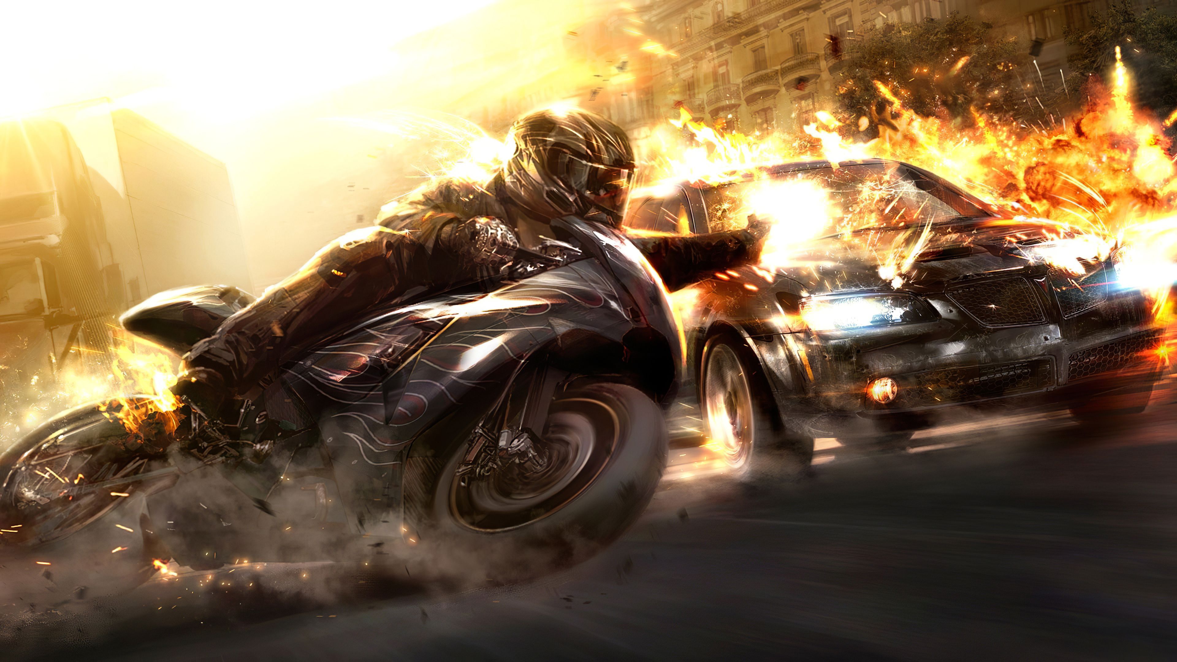 High Speed Motorbike Cop Car Chase, HD Artist, 4k Wallpaper, Image, Background, Photo and Picture