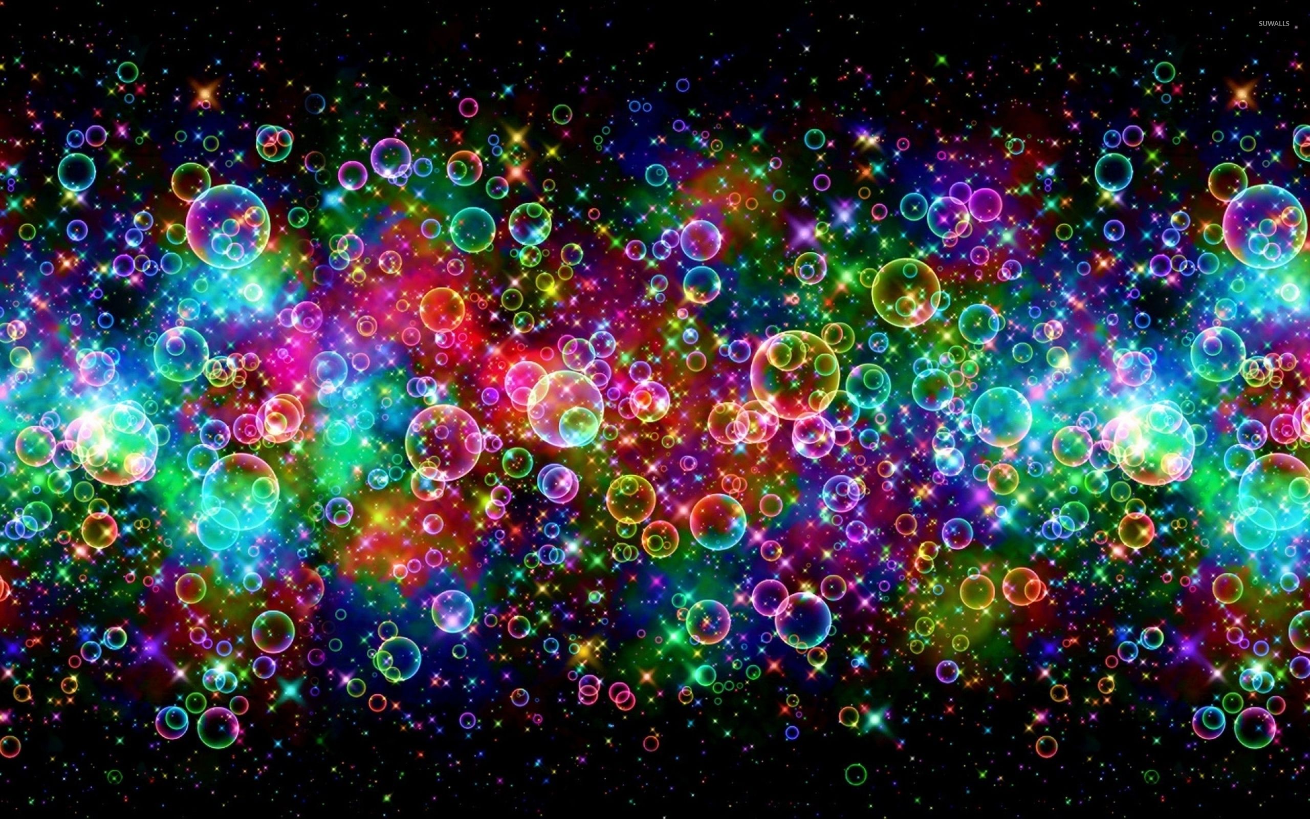Bright colors reflected on the bubbles wallpaper wallpaper