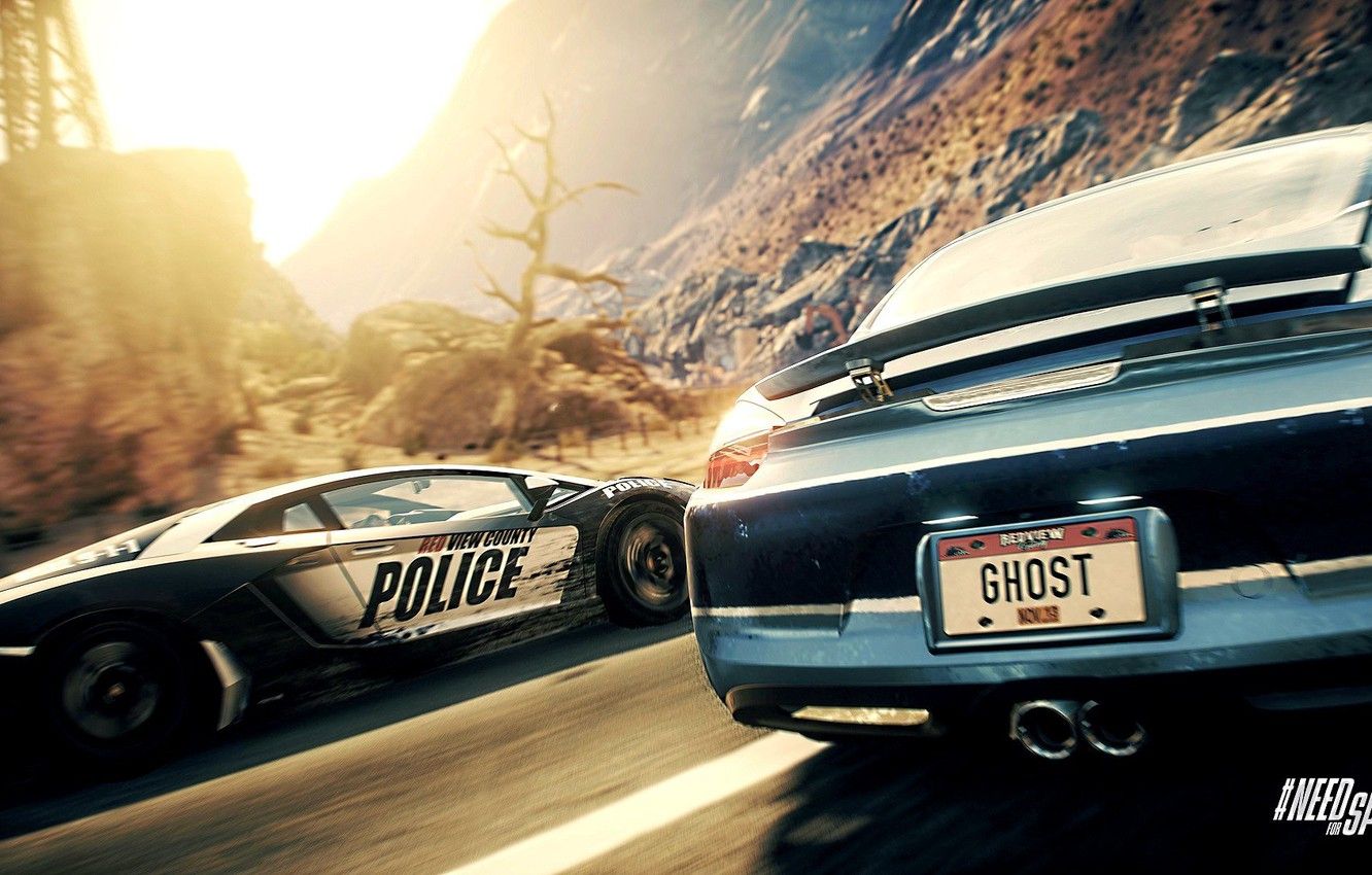 Wallpaper Lamborghini, Police, Day, Desert, NFS Rivals Wallpaper, Chase, Exotic Car image for desktop, section игры