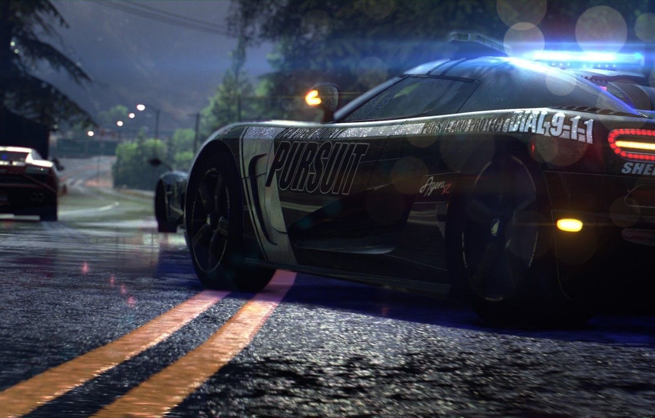 Wallpaper night, police, chase, Koenigsegg, supercars, Need for Speed Rivals image for desktop, section игры