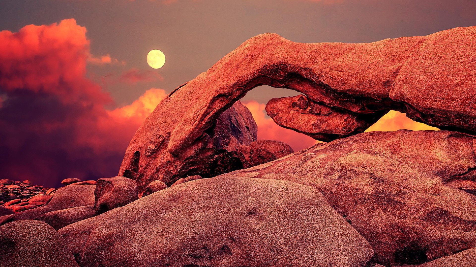 Joshua Tree National Park, California, red, Sun, rock, rocks, nature, outdoors, rock formationx1080 Wallpaper