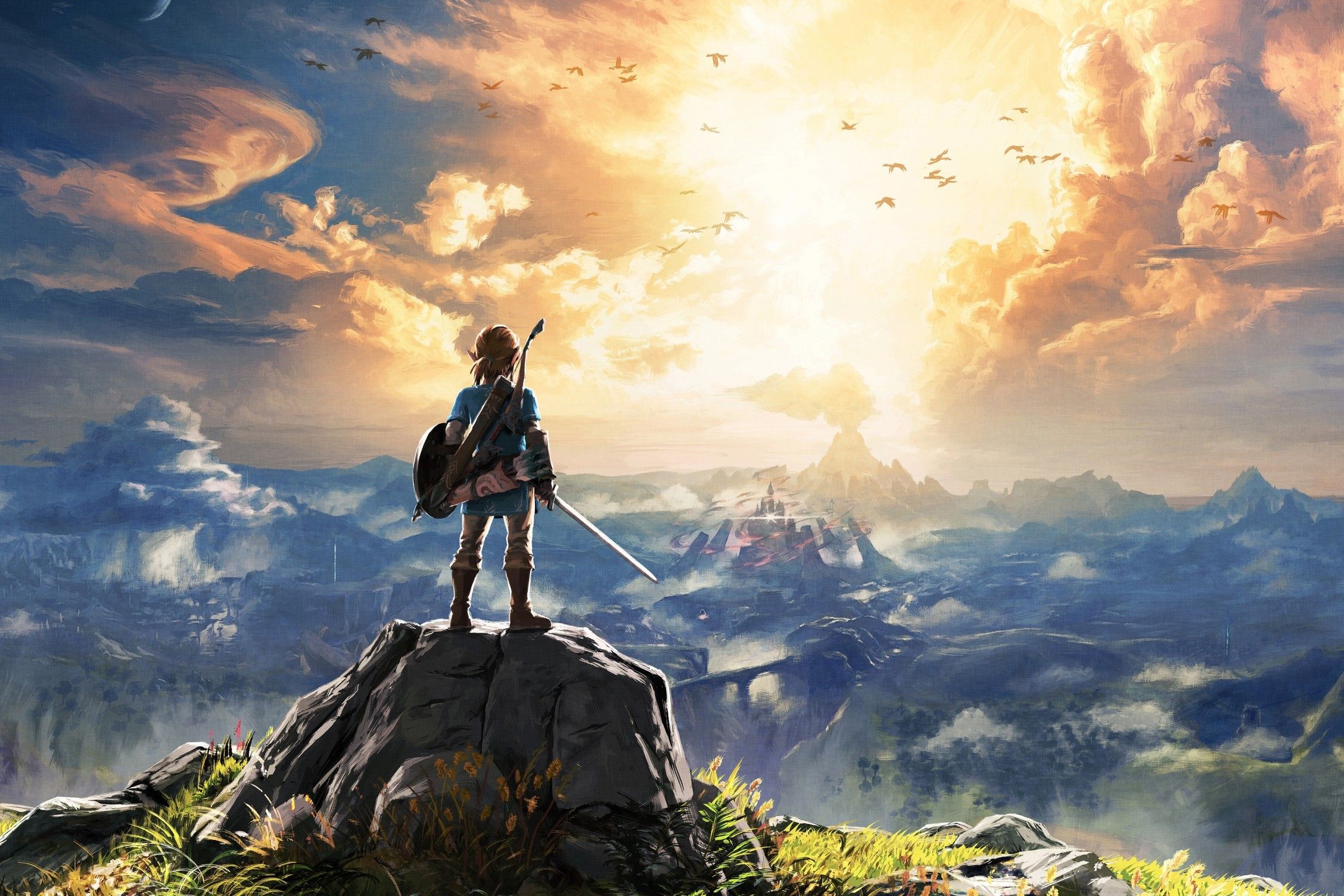 Download 2256x1504 The Legend Of Zelda: Breath Of The Wild, Link, Landscape, Sky, Scenic Wallpaper