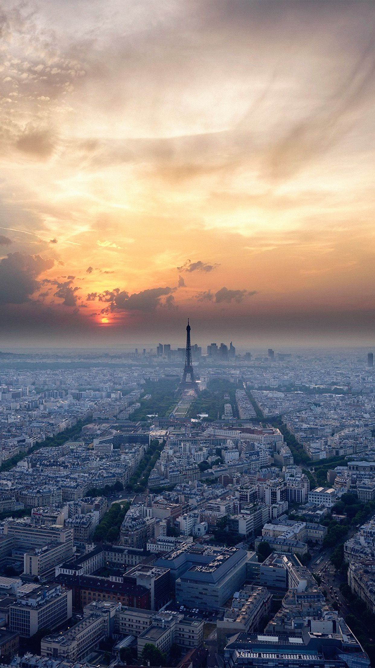 Eiffel Tower Sky View Paris France Vacation Sunset Wallpaper
