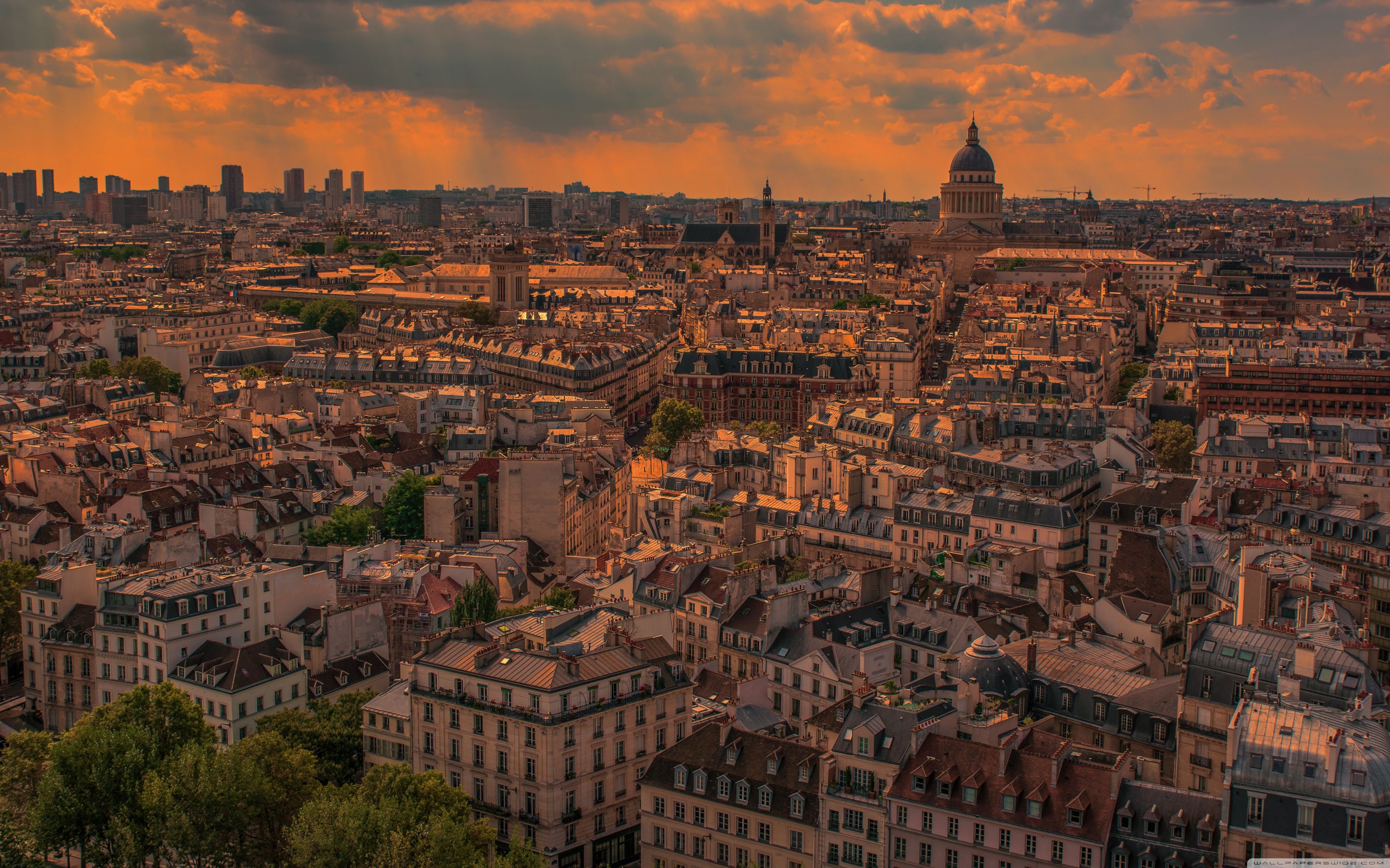Download Paris Panorama Sunset UltraHD Wallpaper