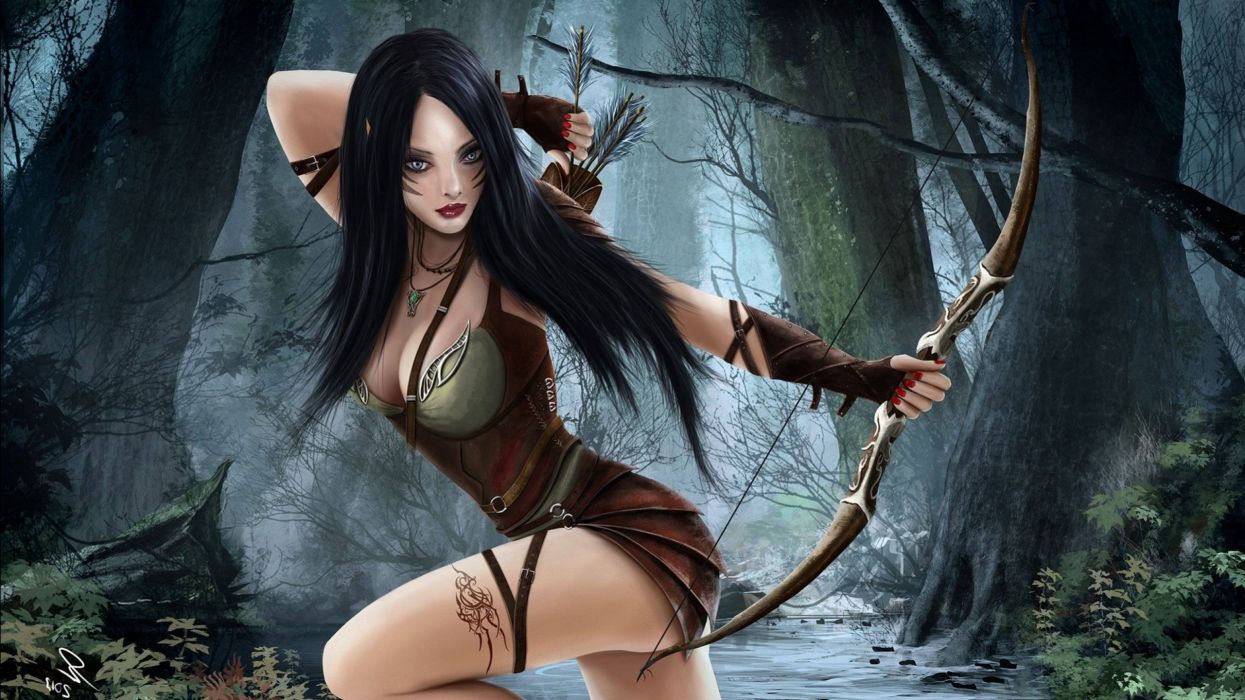 Fantasy woman warrior girl beautiful long hair wallpaperx1440
