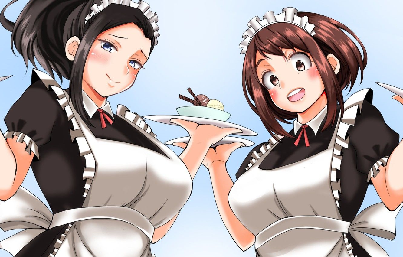 Wallpaper Boku no Hero Academy, Pixiv, My Hero Academia, Uraraka Ochako, Presence Of Momo image for desktop, section сёнэн