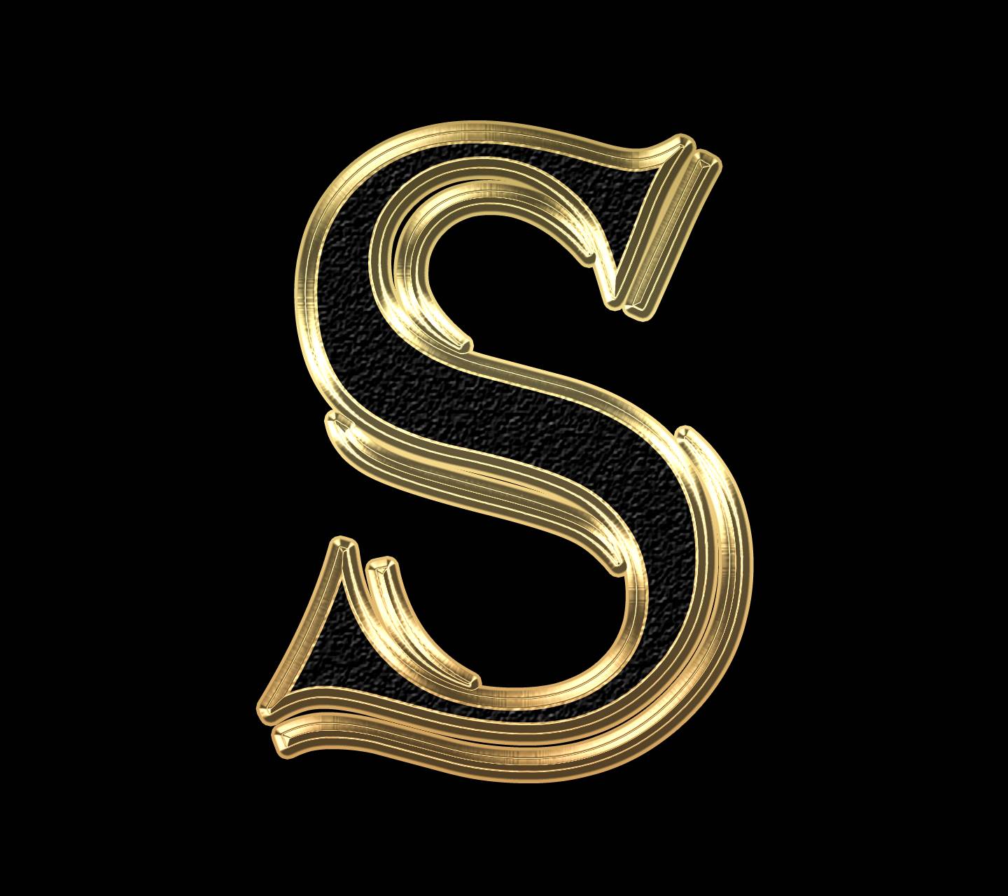S. Буква s. Золотая буква s. Красивая буква s. Буква s для логотипа.