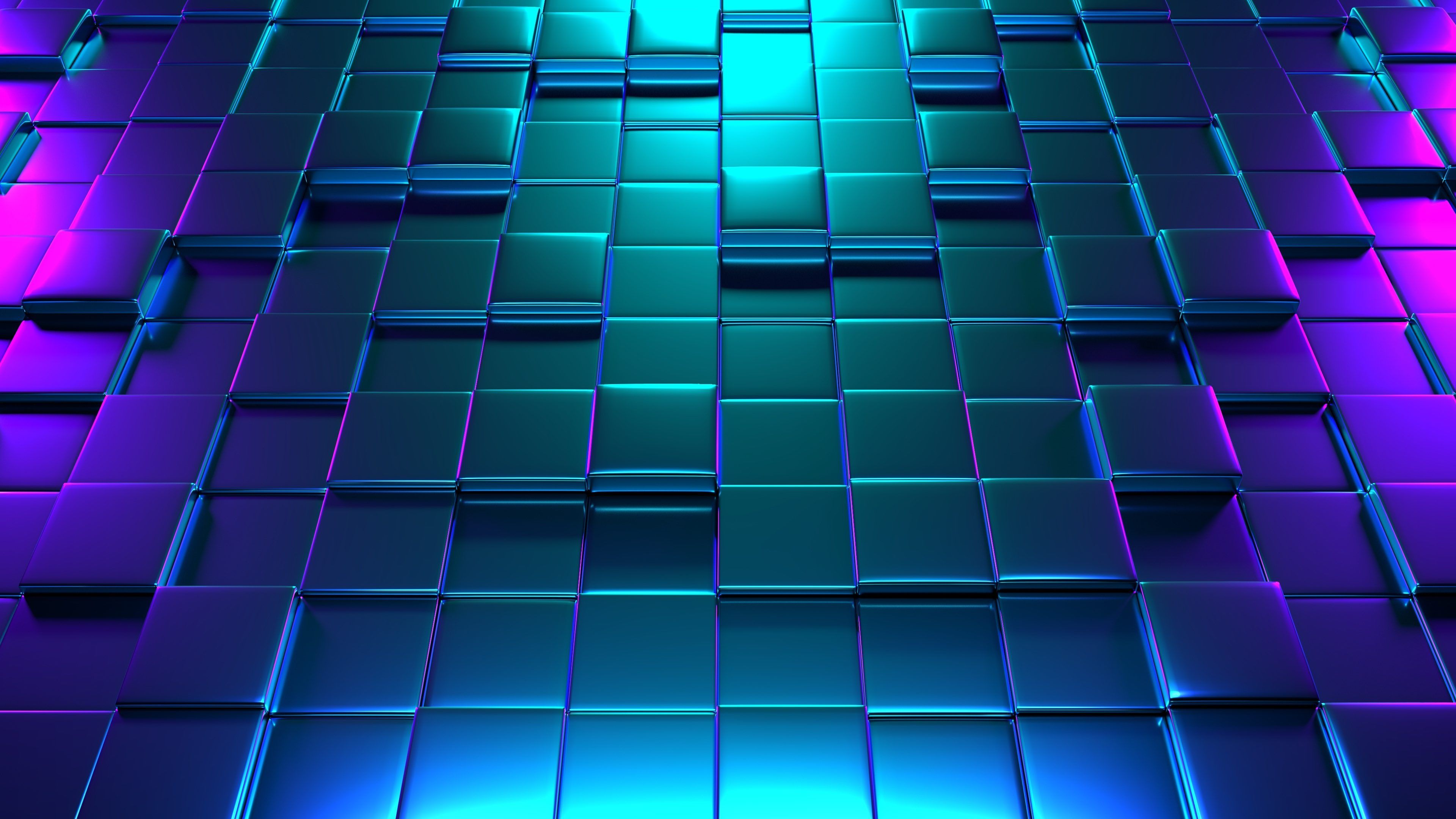 Cube Abstract Colorful Blue Purple 3D 4K Wallpaper