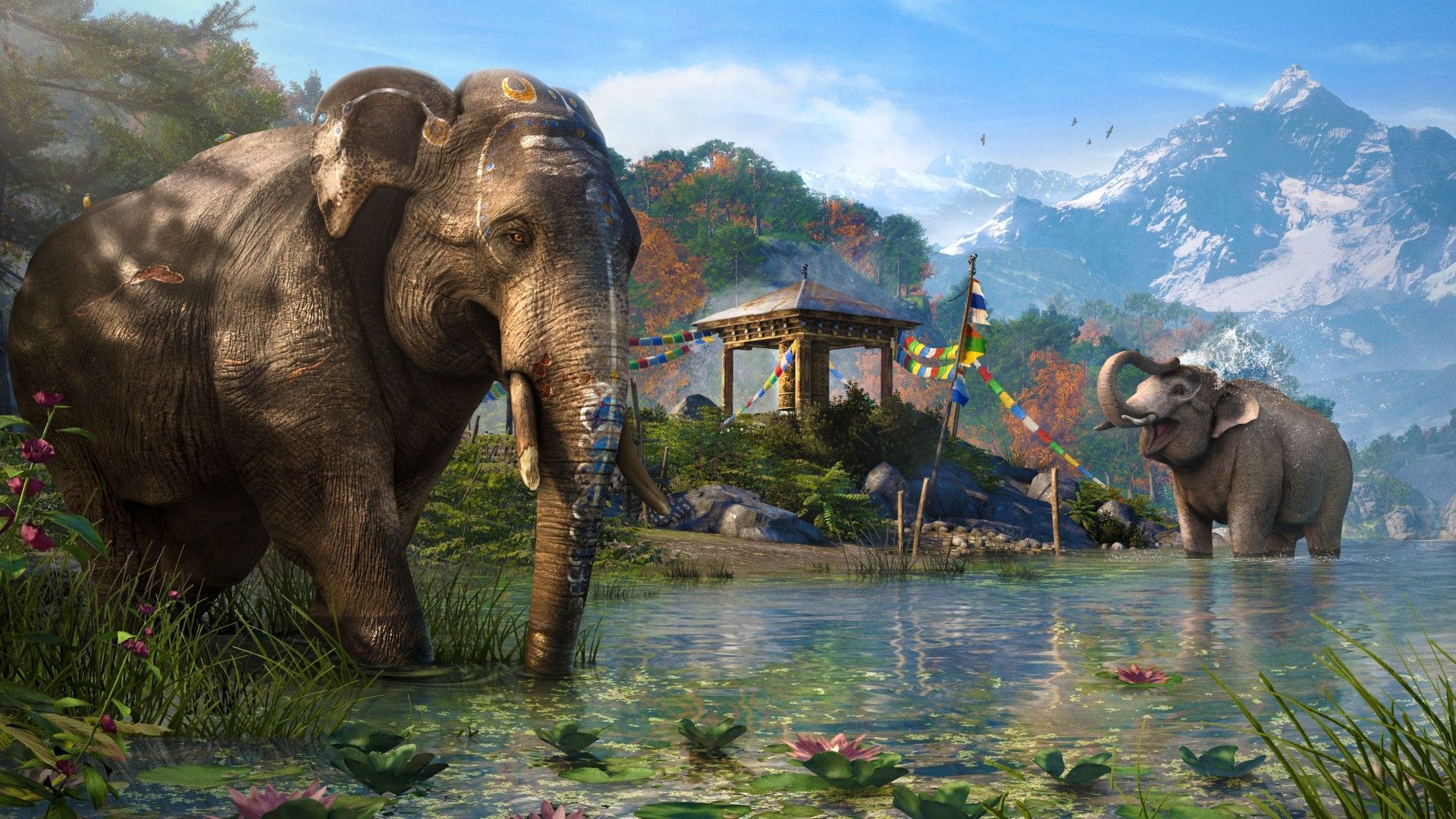 Far Cry 4 5760x Games: Far Cry game, open world, Adventure games, shooter, Kyrat, elephant, Himalayas, Tibet, lak. Far cry Adventure games, Primal game
