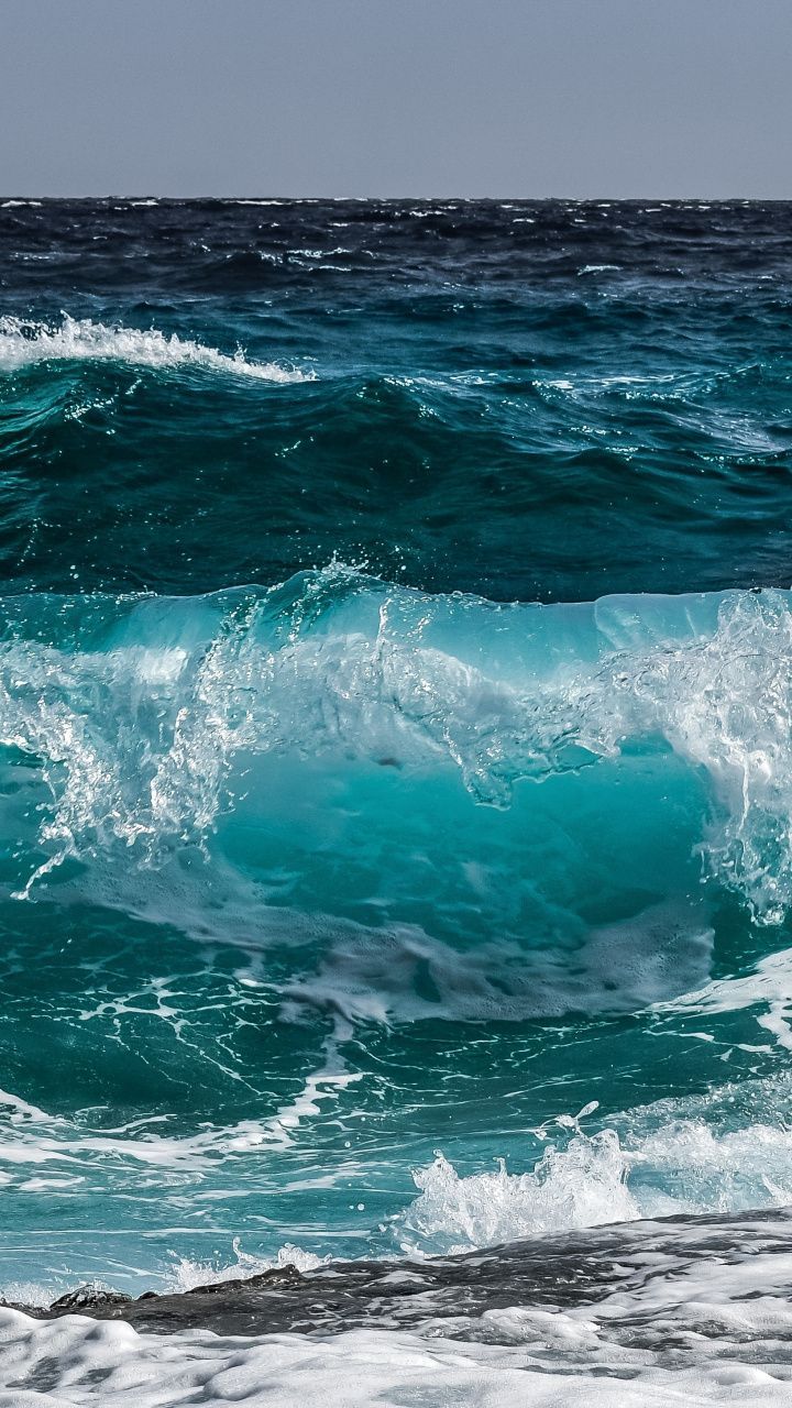 Blue, sea wave, shore, water, 720x1280 wallpaper. Ocean waves, Ocean wallpaper, Ocean vibes