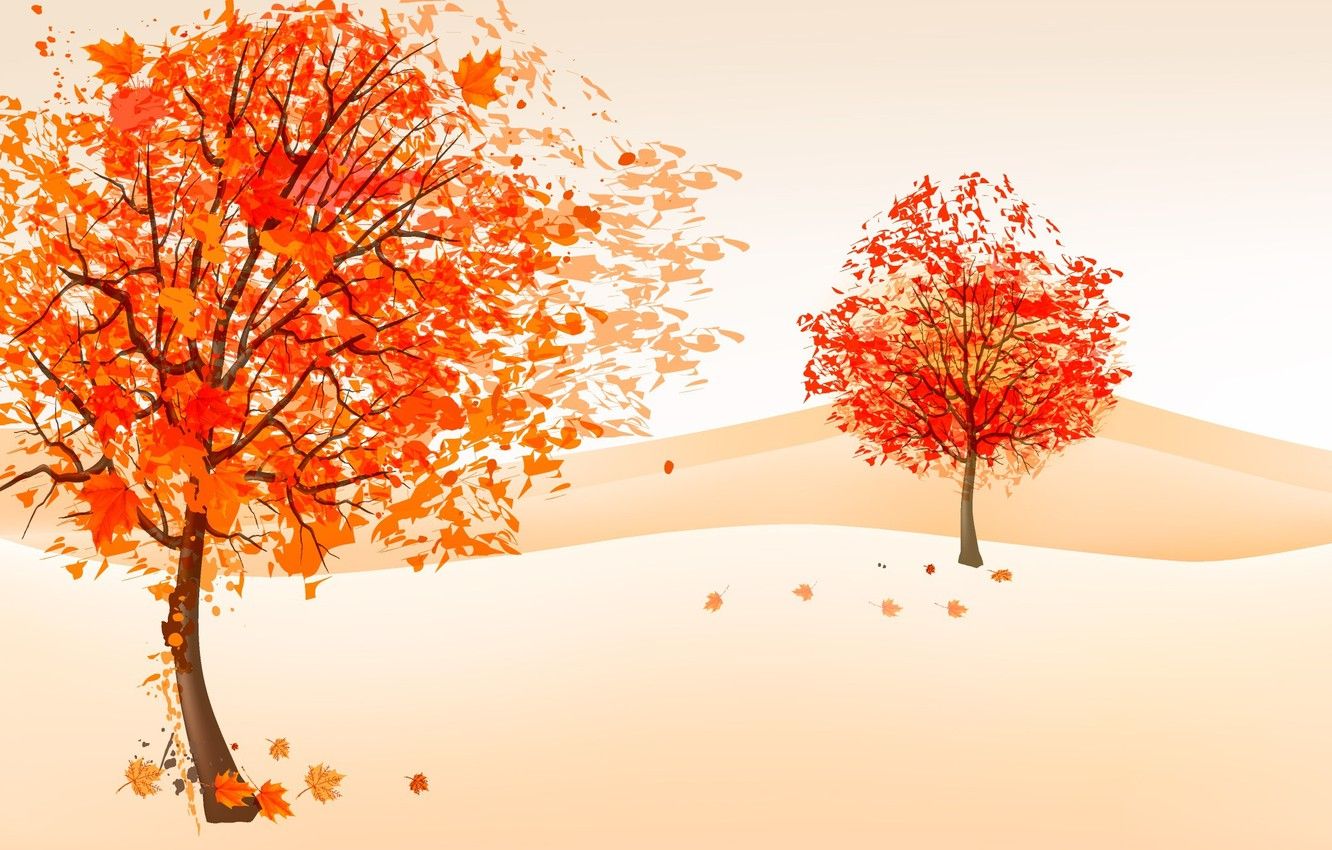 Wallpaper autumn, trees, the wind, foliage, figure image for desktop, section минимализм