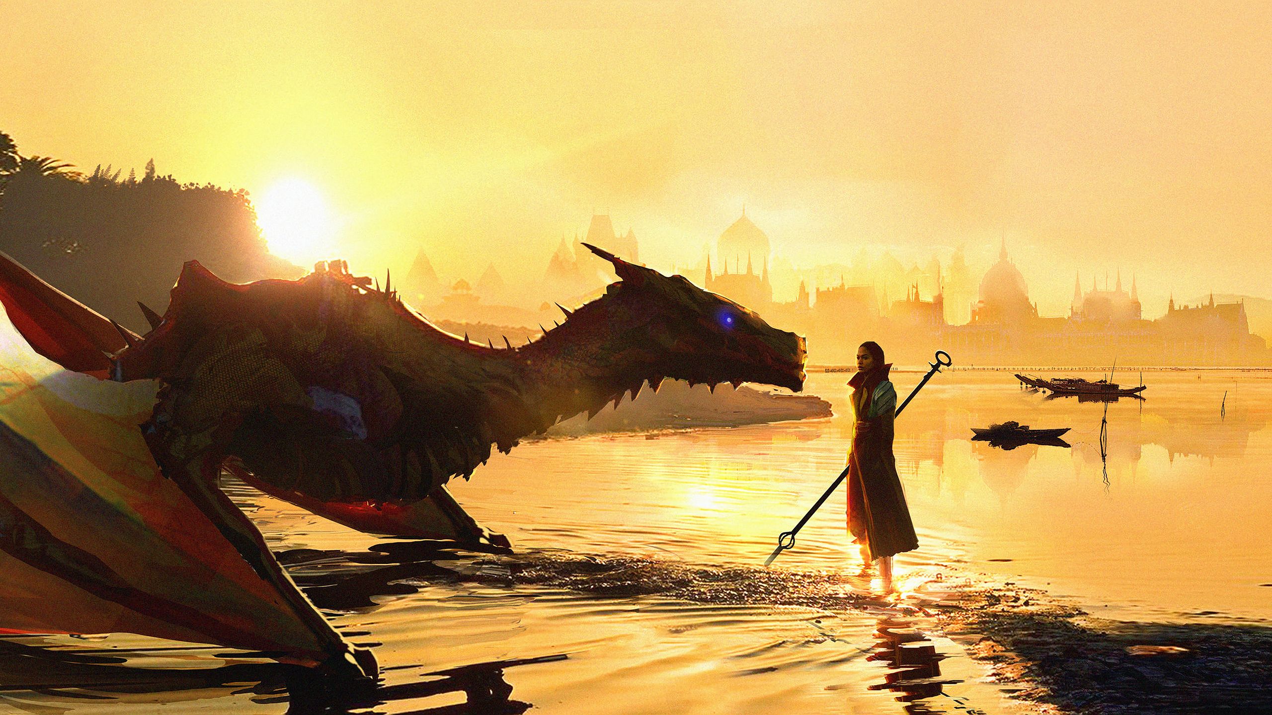 Dragon Shaman Sunset, HD Artist, 4k Wallpaper, Image, Background, Photo and Picture