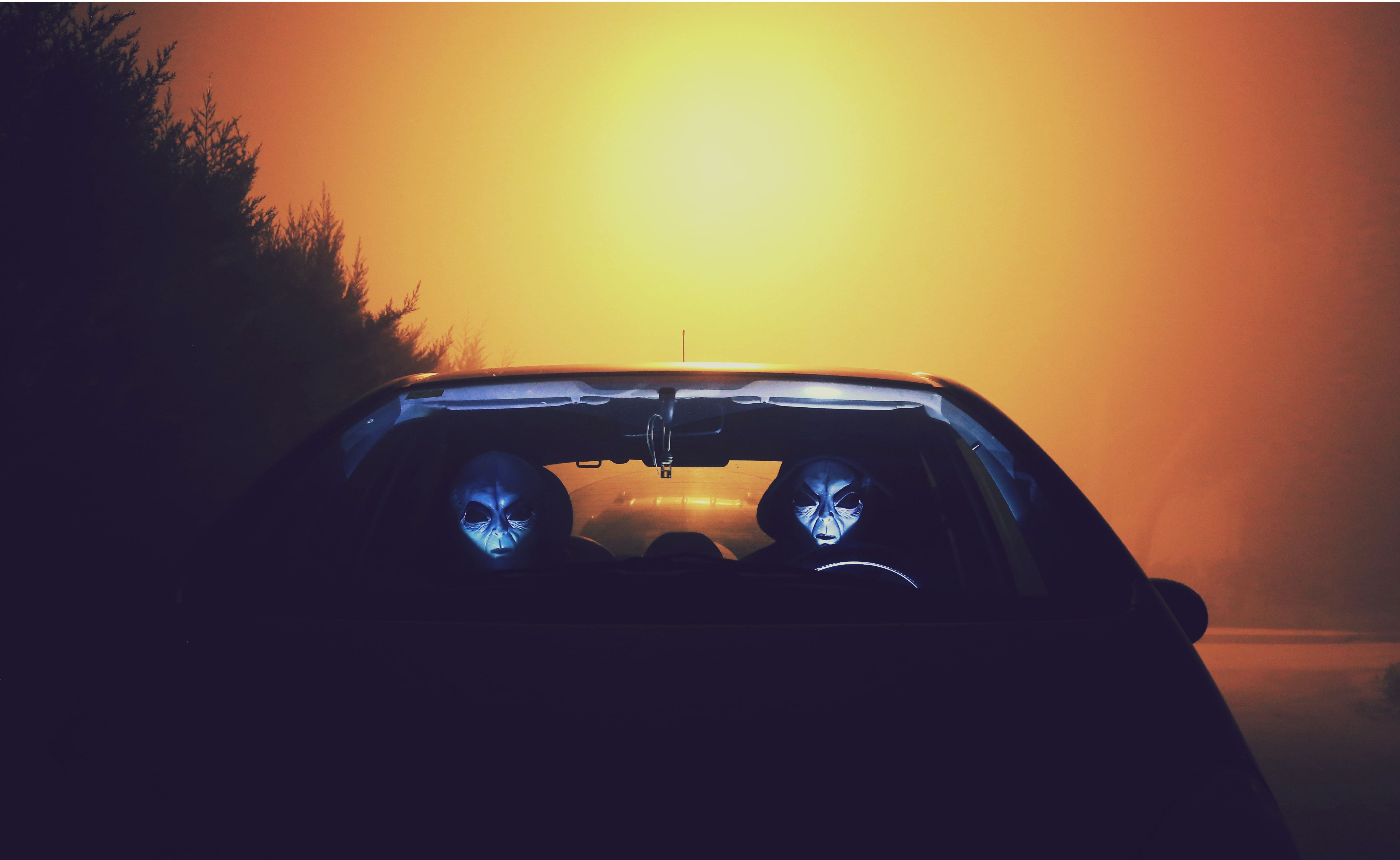 Two Alien Inside Car Wallpaper · Free