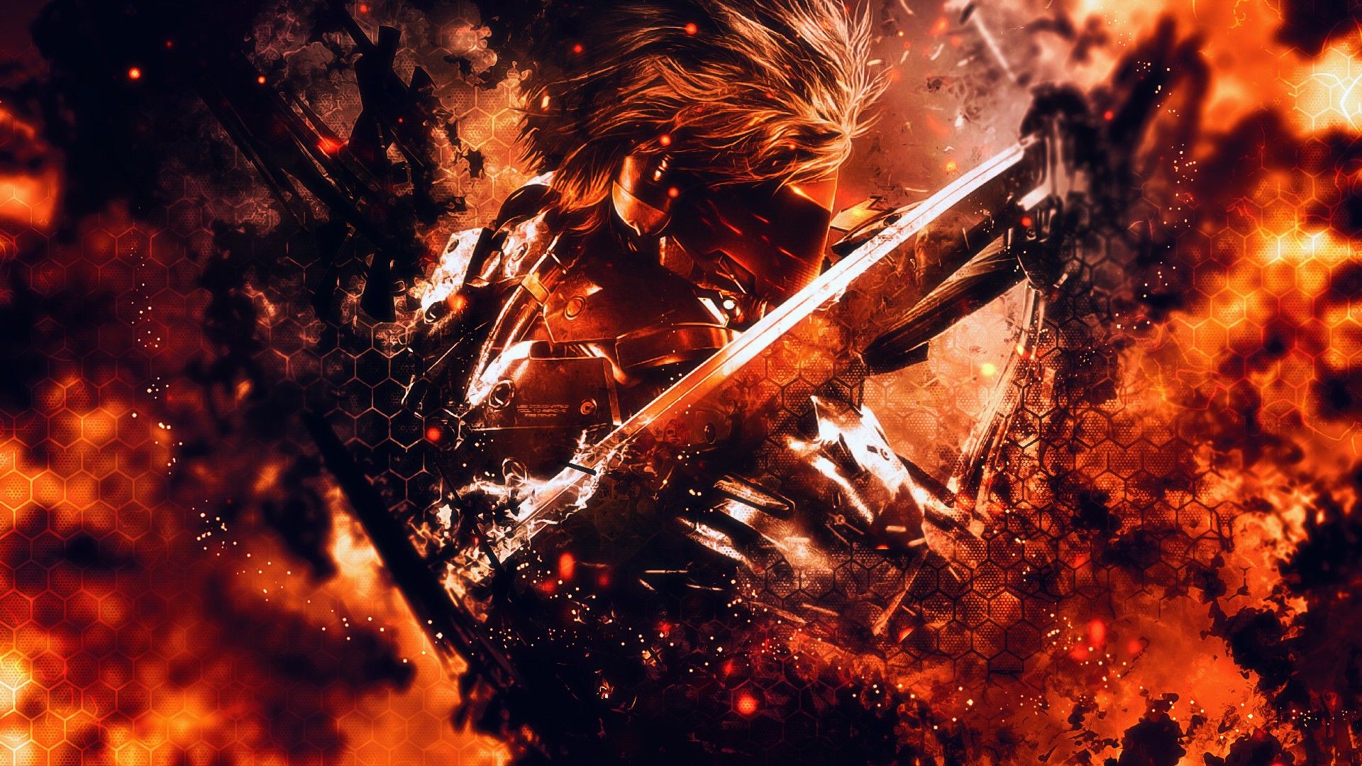 flames, Raiden, Metal Gear Rising Revengeance, MGR wallpaper
