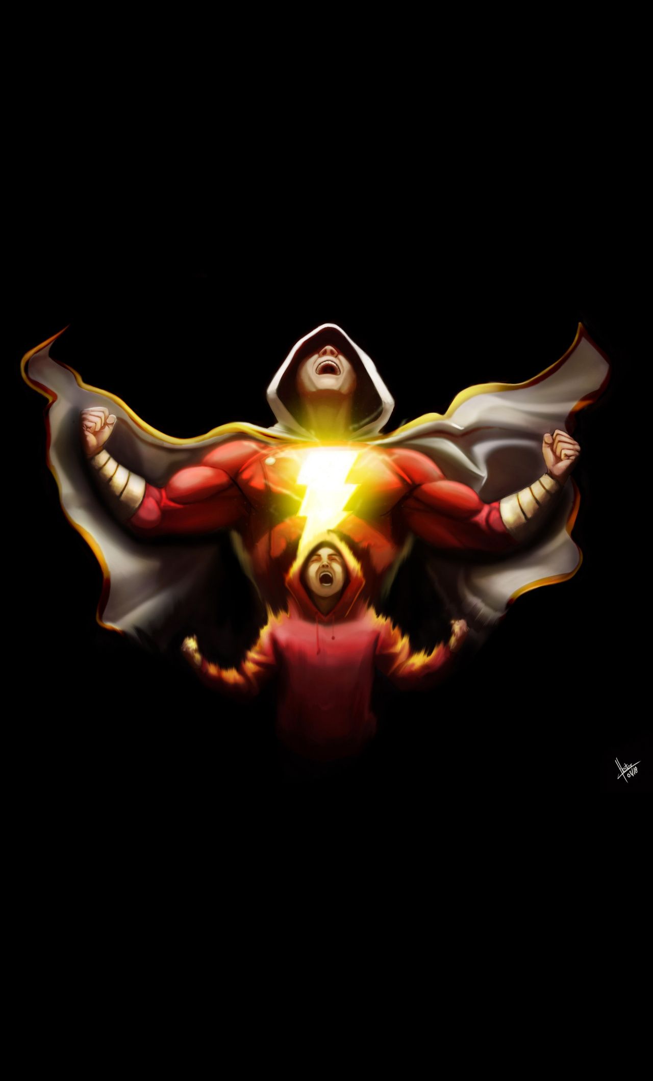 Download Superhero, Shazam!, transform, dc comics, art wallpaper, 1280x iPhone 6 Plus