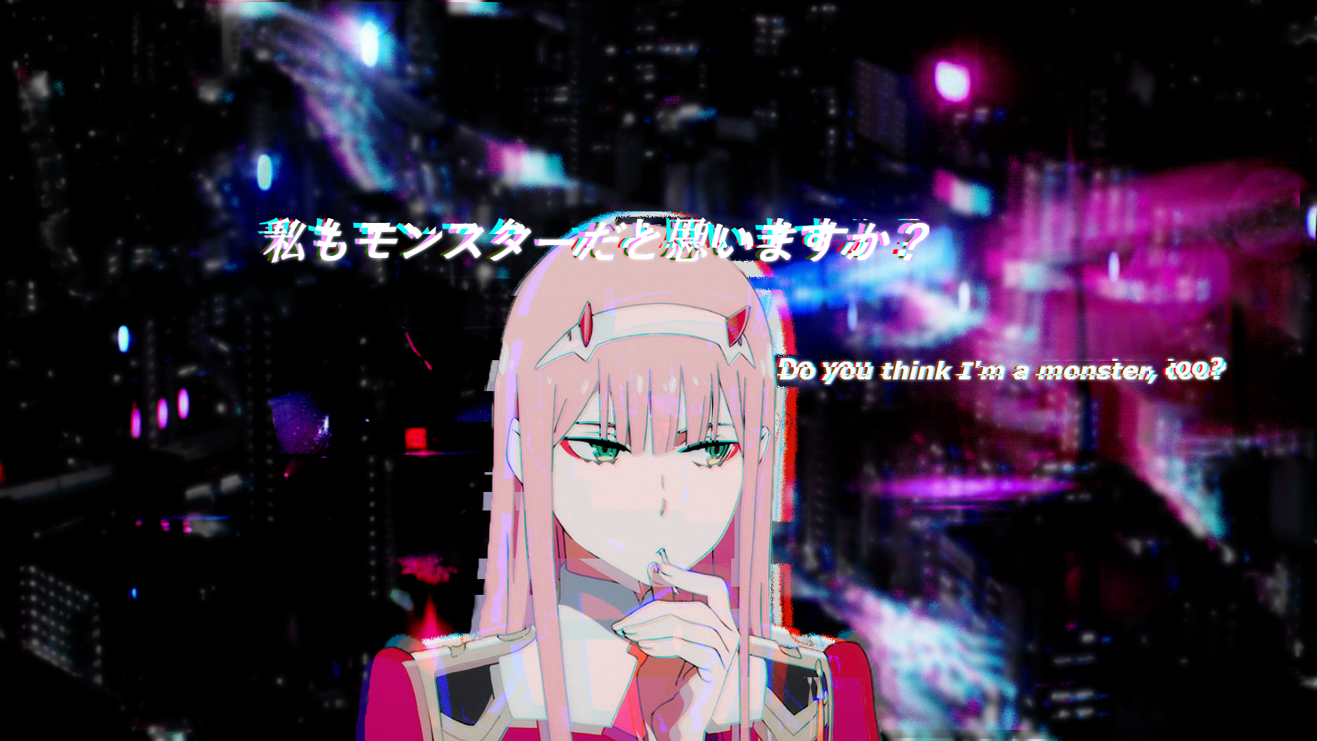 Wallpaper girl shadow pink background 002 Darling In The Frankxx Cute  in France Zero Two images for desktop section сёнэн  download