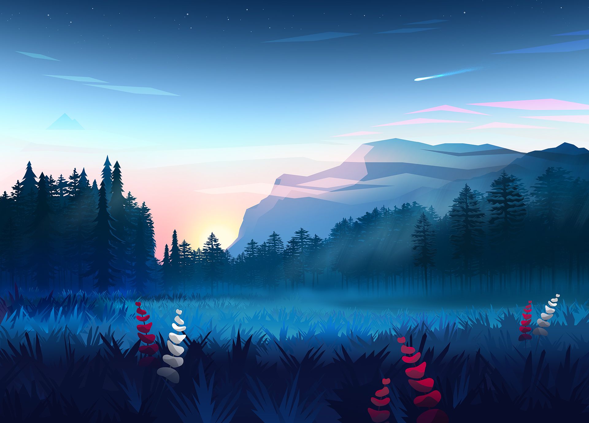 Mountains Digital Art Minimalist Wallpaper, HD Artist Wallpaper, 4k Wallpaper, Image, Background, Photos and Picture