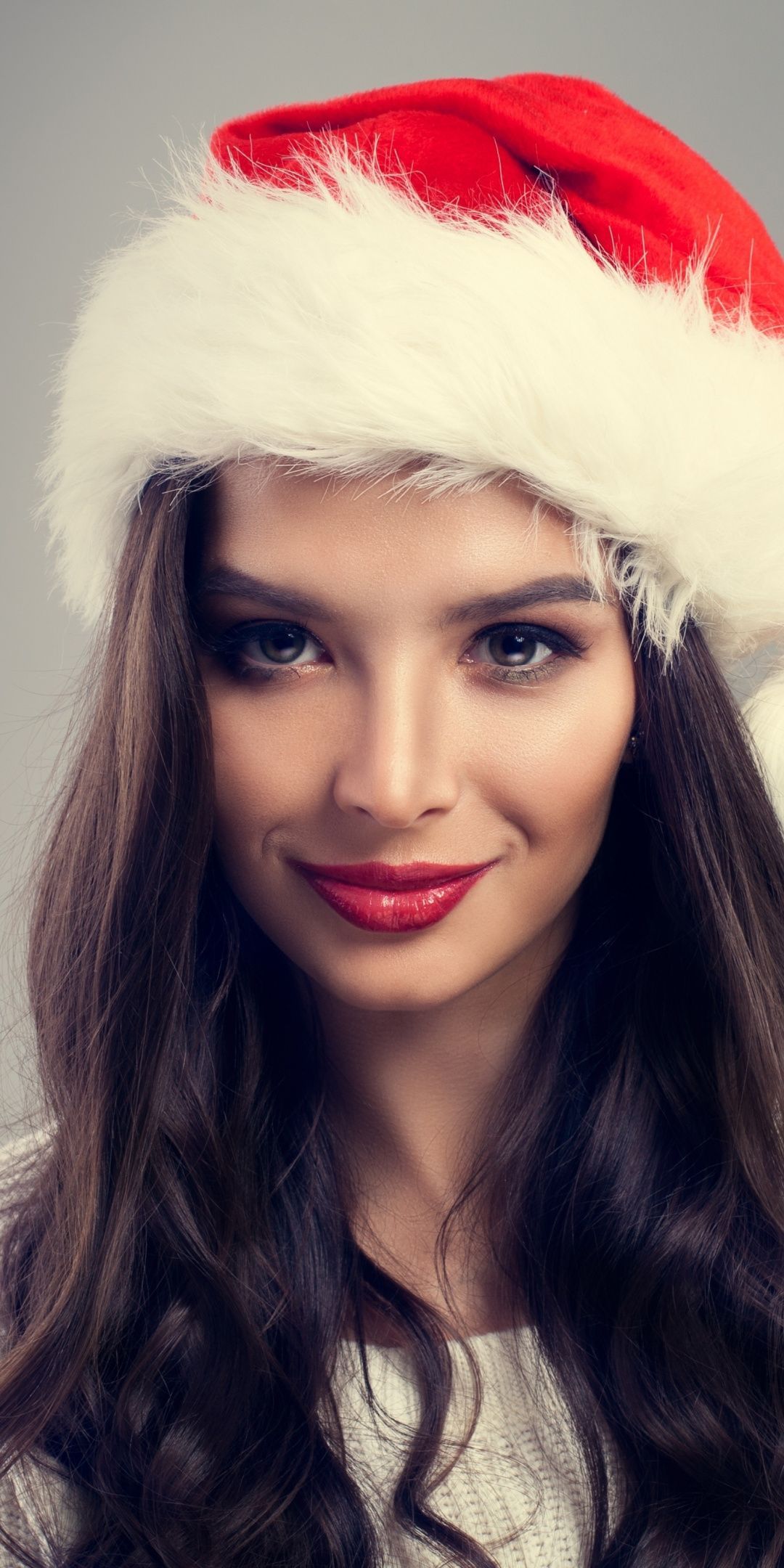 Red lips, girl model, red cap, brunette, 1080x2160 wallpaper. Hair beauty, Girl model, Naturally beautiful women